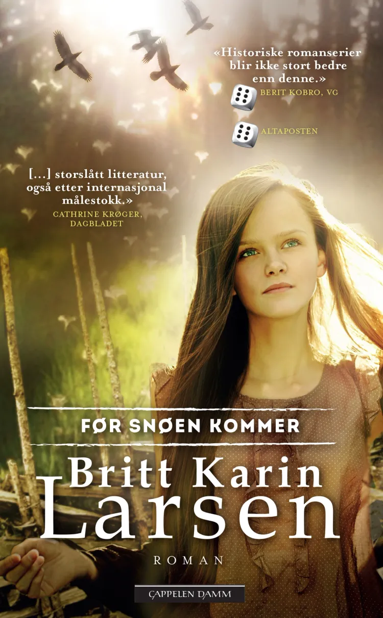 Omslag Før snøen kommer av Britt Karin Larsen (Heftet)