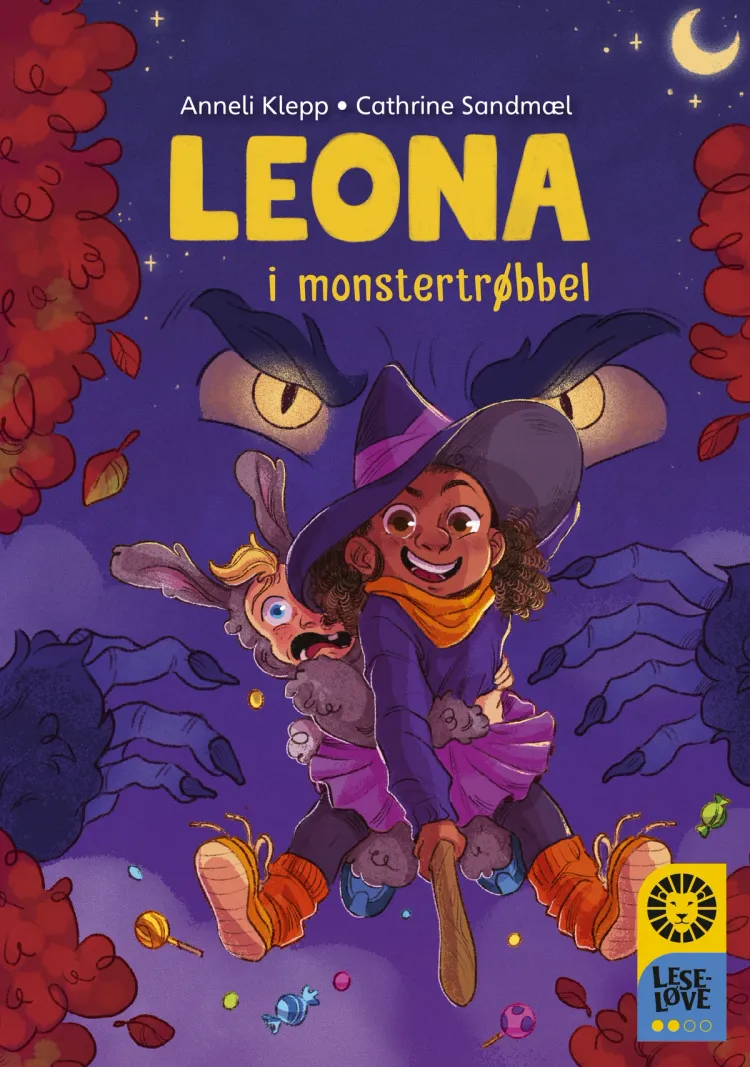Omslag Leseløve nivå 2 - Leona i monstertrøbbel av Anneli Klepp (Innbundet)