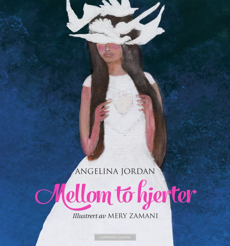 Omslag Mellom to hjerter av Angelina Jordan (Innbundet)