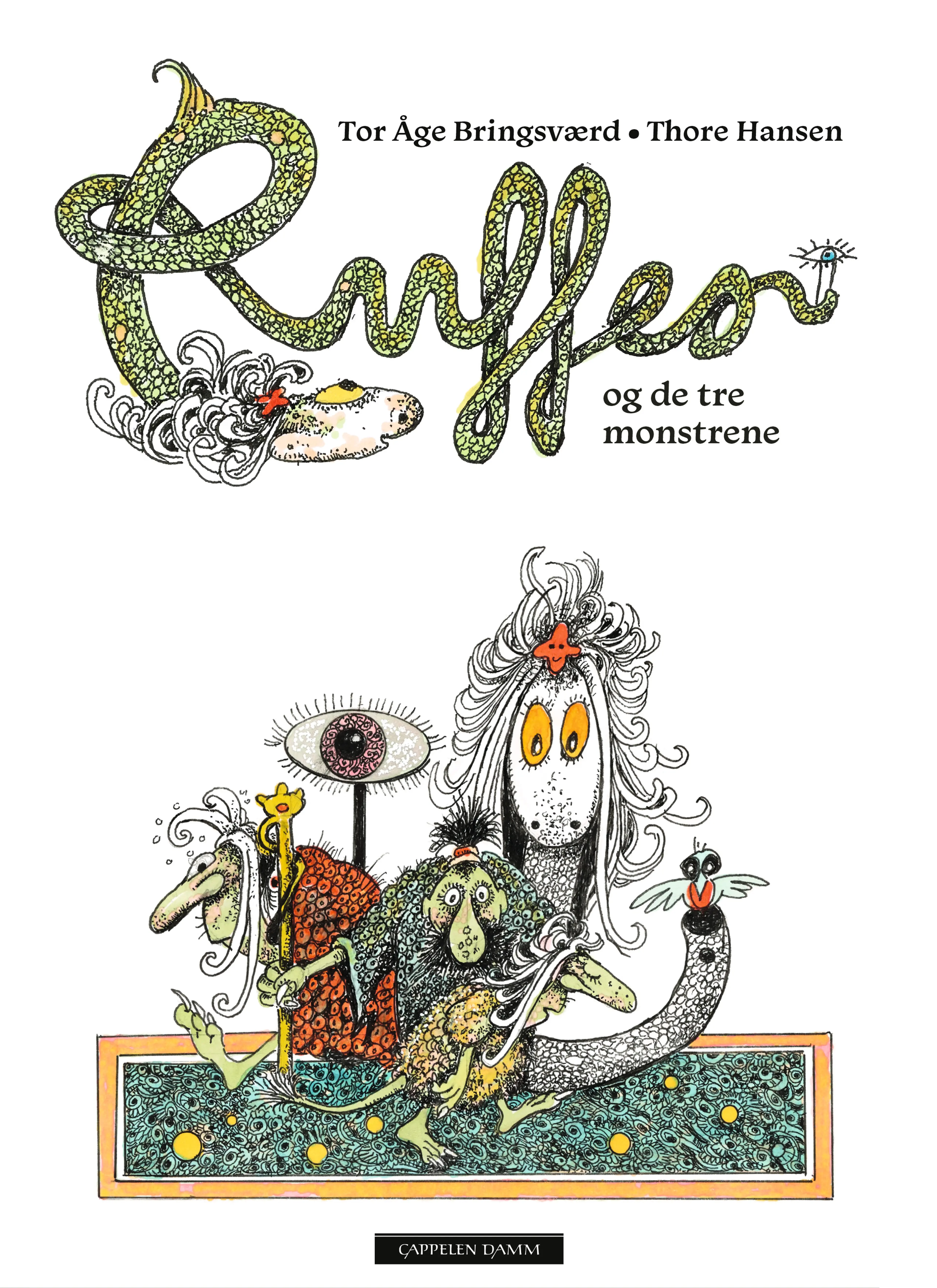 Omslag Ruffen og de tre monstrene av Tor Åge Bringsværd (Innbundet)