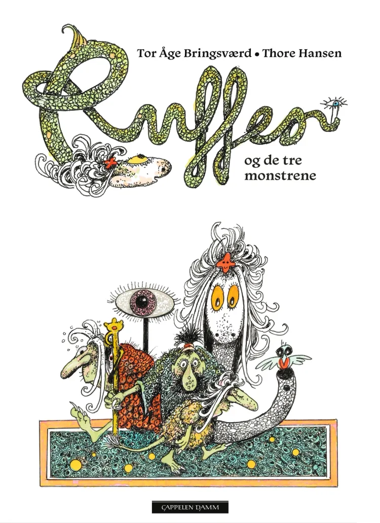 Omslag Ruffen og de tre monstrene av Tor Åge Bringsværd (Innbundet)