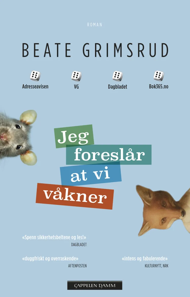 Omslag Jeg foreslår at vi våkner av Beate Grimsrud (Innbundet)