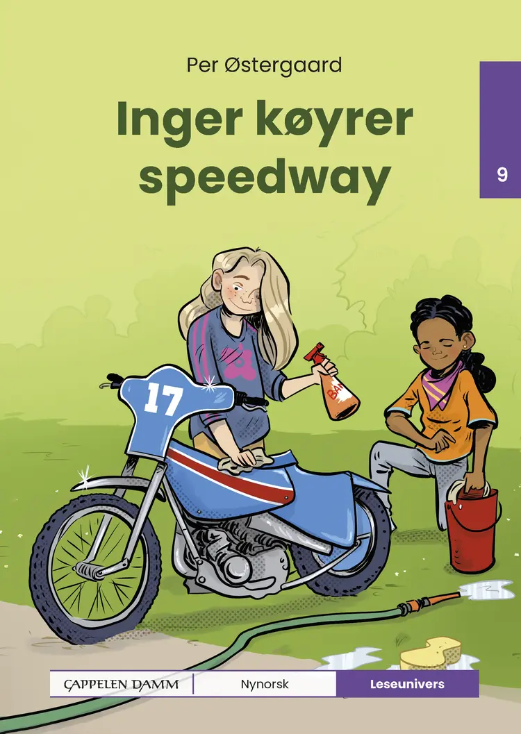 Omslag Leseunivers 9: Inger køyrer speedway av Per Østergaard (Innbundet)