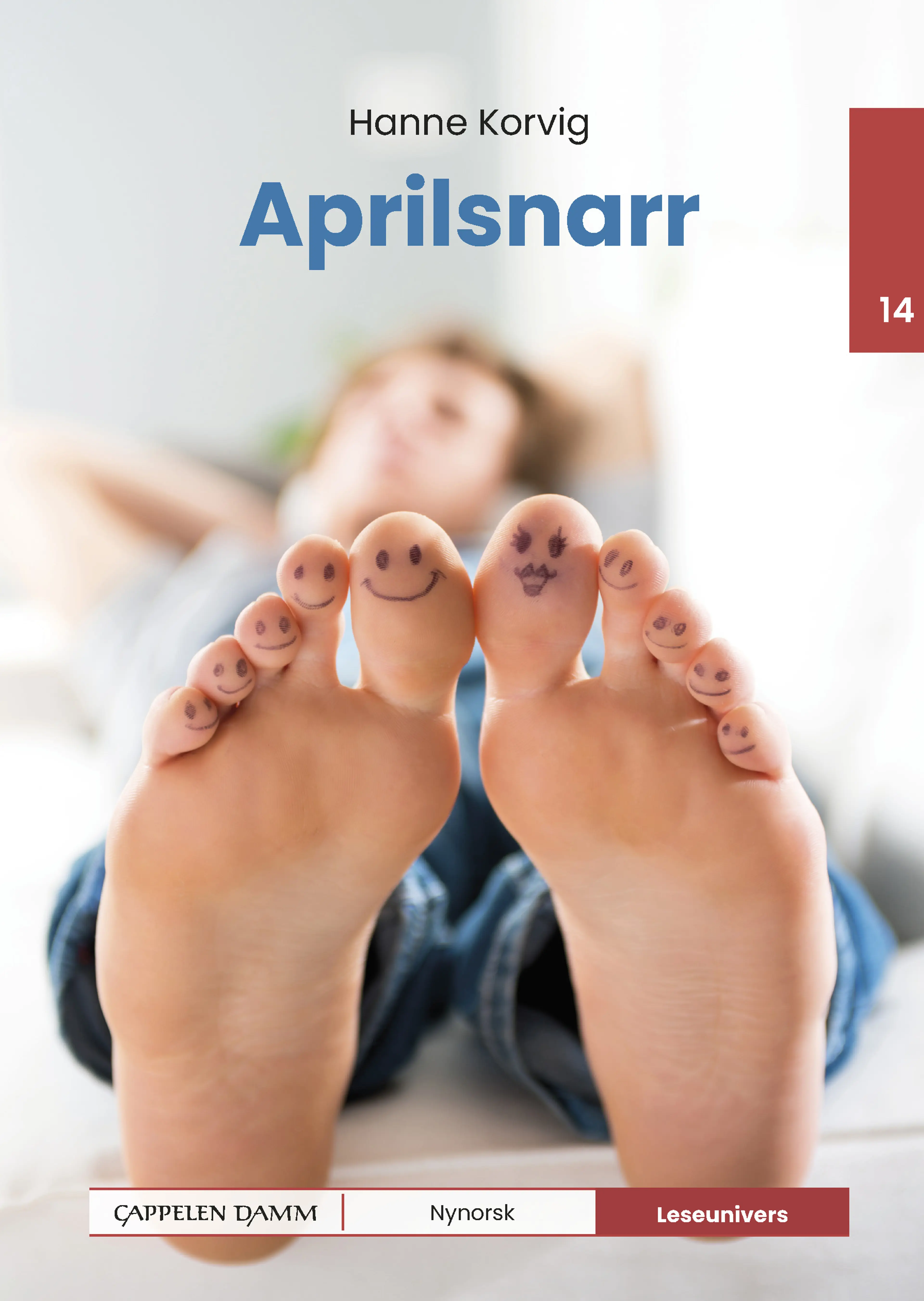 Omslag Leseunivers 14: Aprilsnarr av Hanne Korvig (Innbundet)