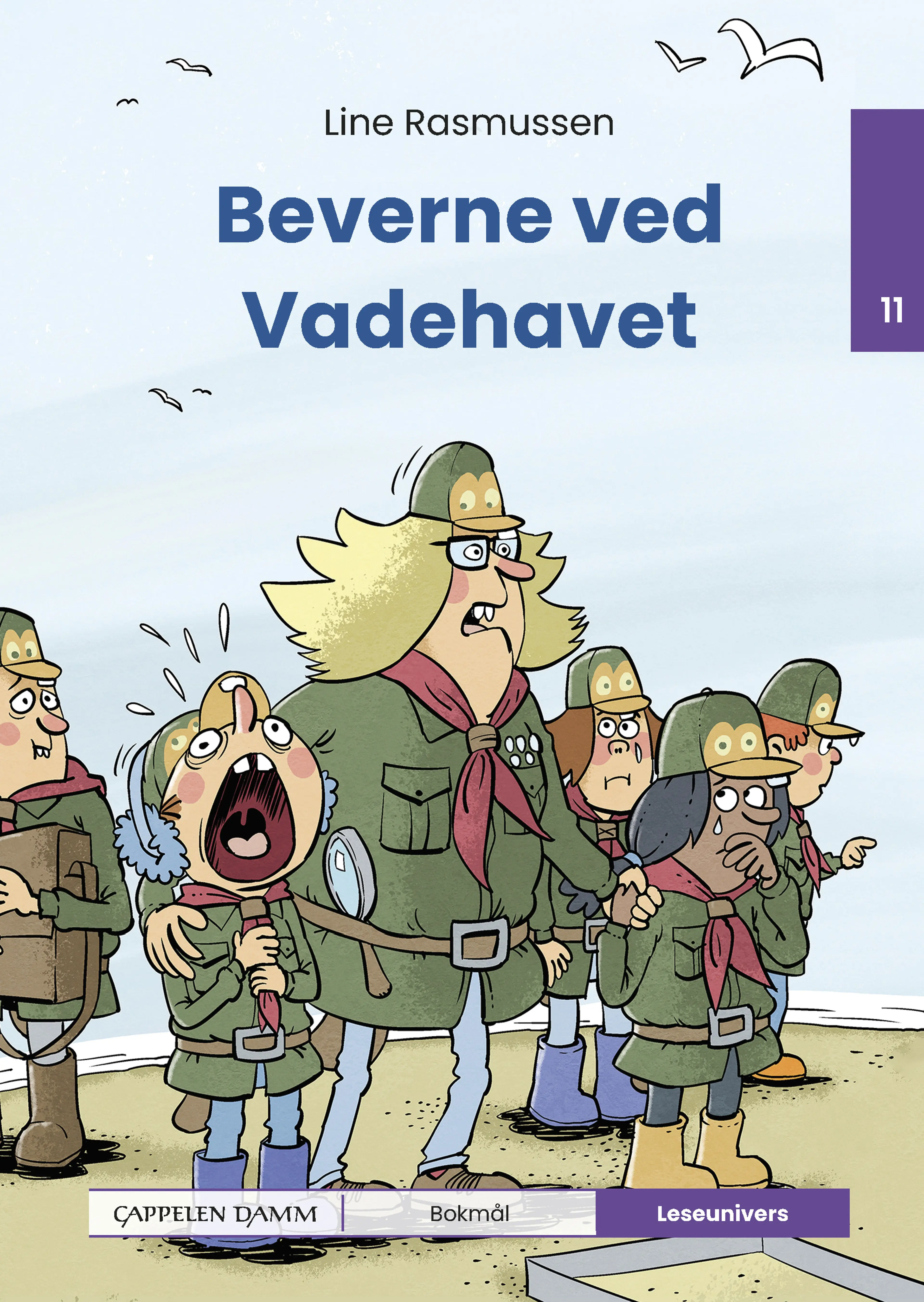 Omslag Leseunivers 11: Beverne ved Vadehavet av Line Rasmussen (Innbundet)