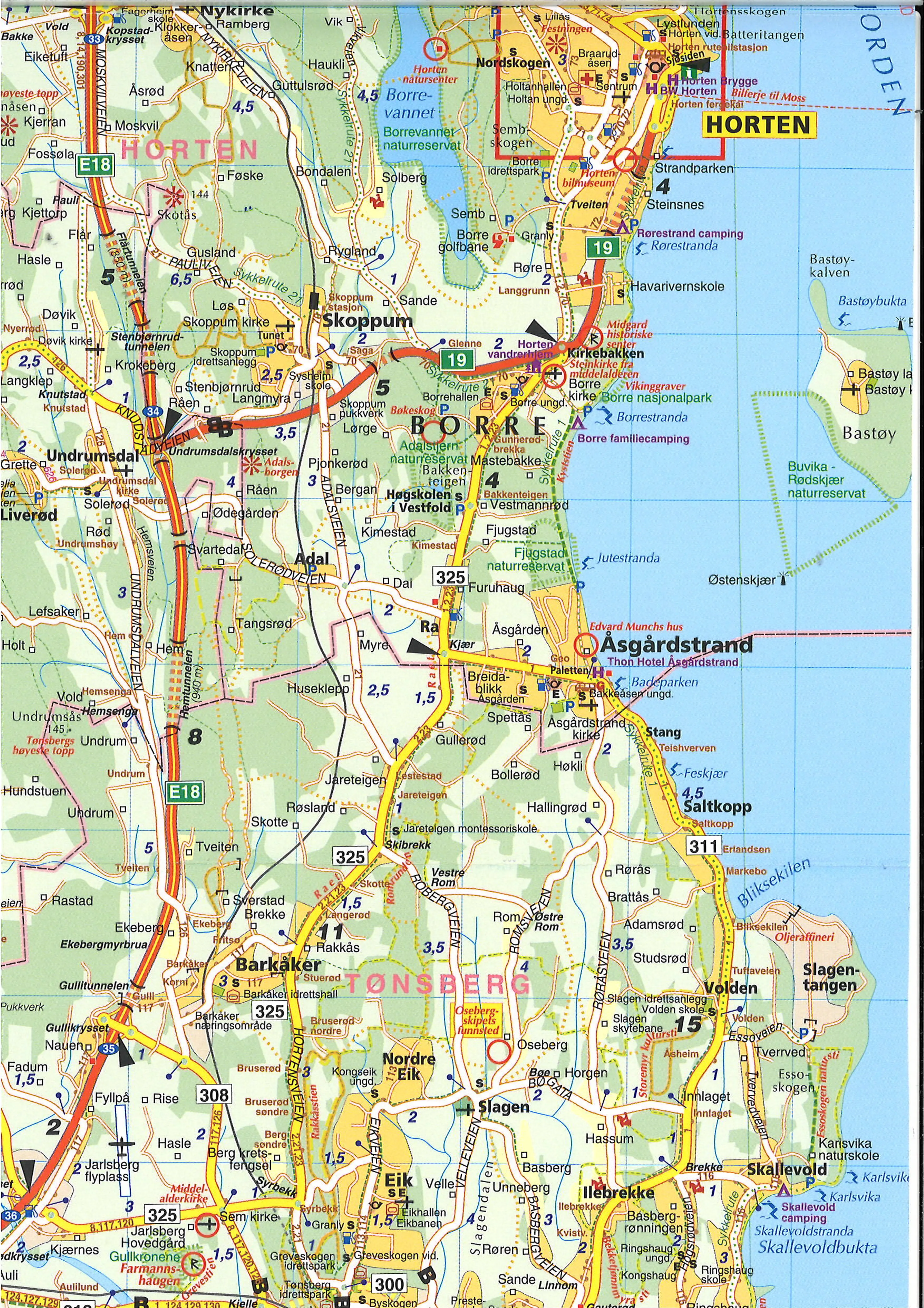 Omslag Vestfold veggkart (CK 53) av Cappelen kart (Kart)