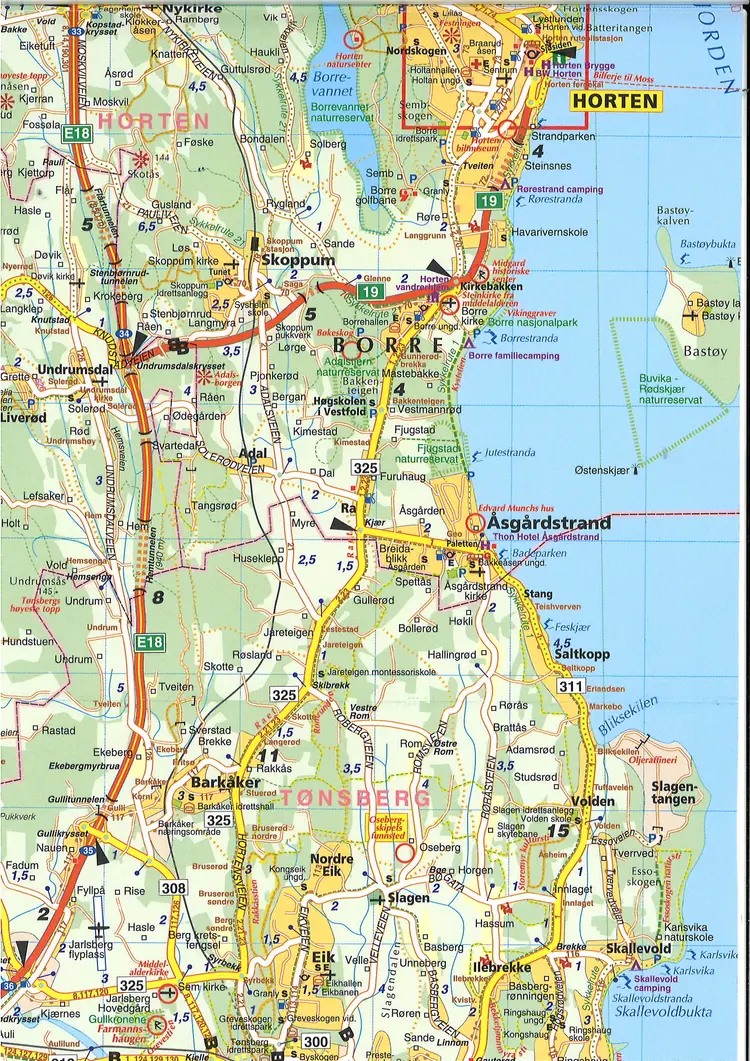 Omslag Vestfold veggkart (CK 53) av Cappelen kart (Kart)