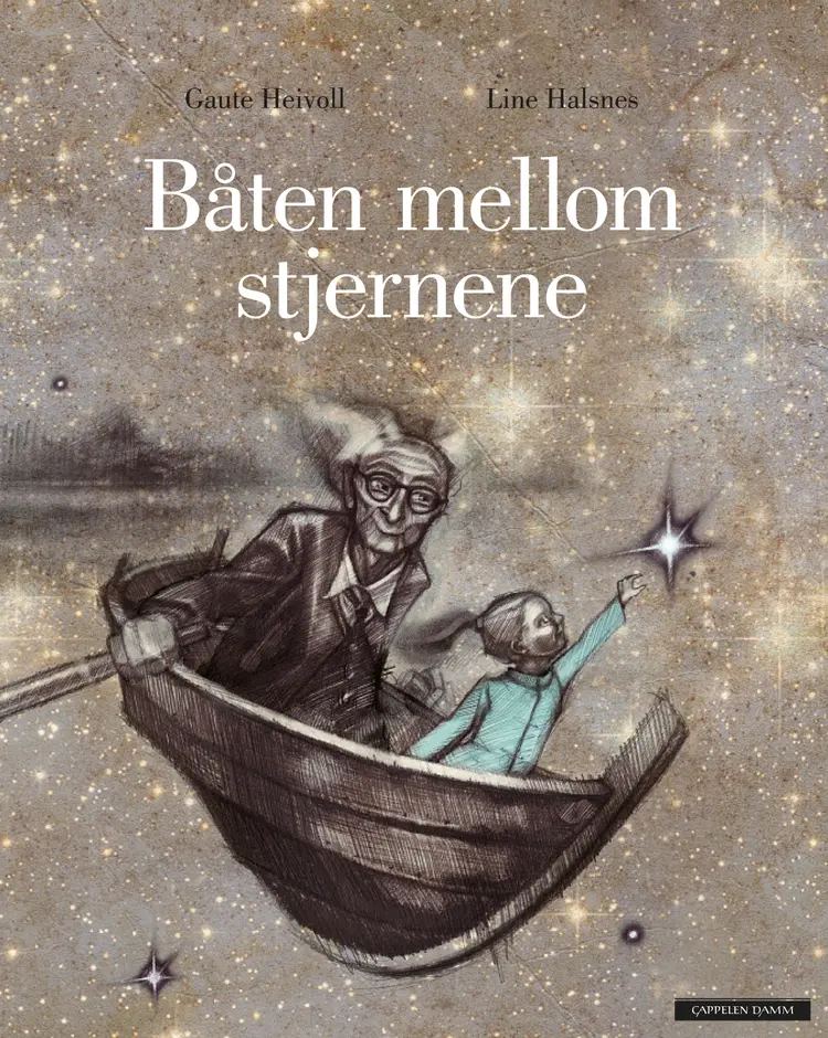 Omslag Båten mellom stjernene av Gaute Heivoll og Line Halsnes (Innbundet)