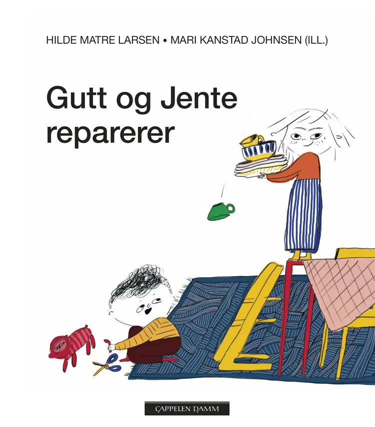 Omslag Gutt og Jente reparerer av Hilde Matre Larsen (Innbundet)