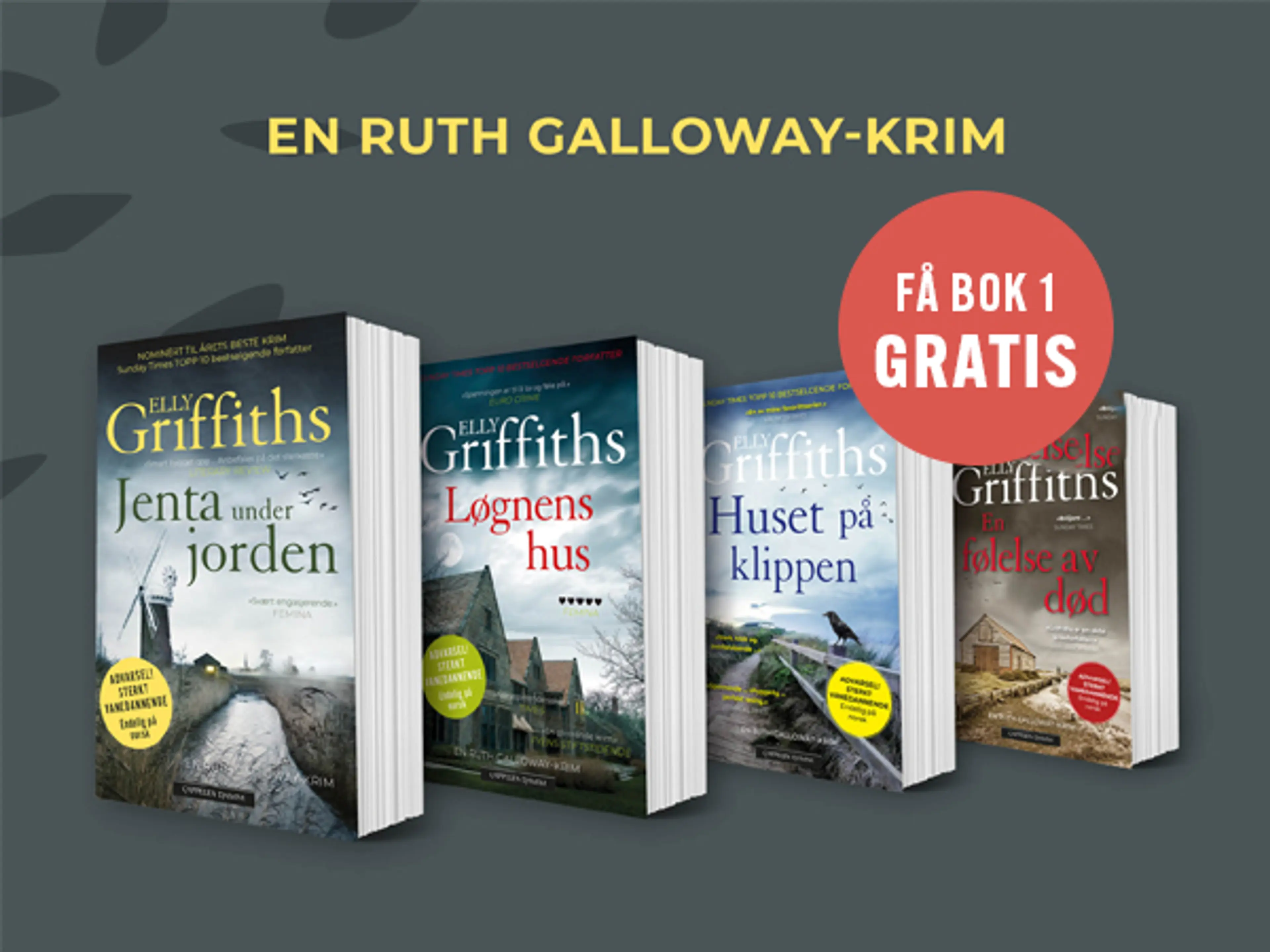 De fire første bøkene i serien om Ruth Galloway
