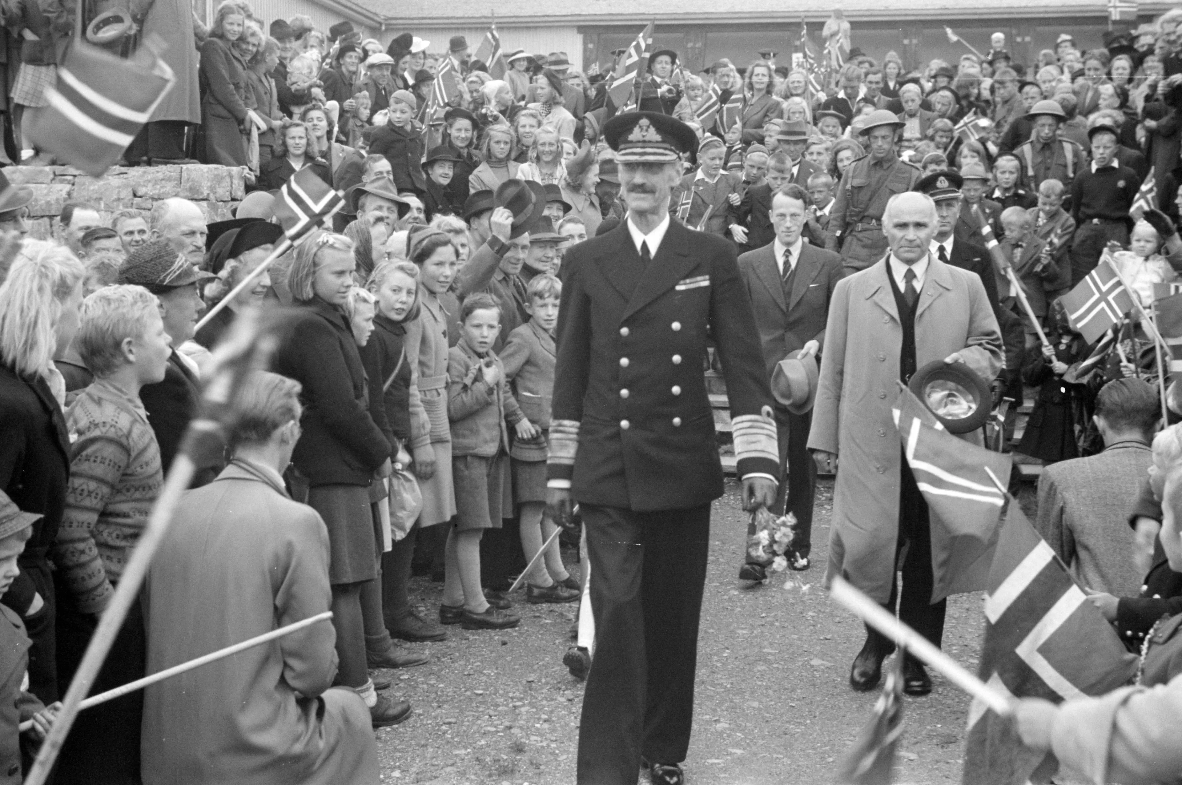 Fra Kong Haakons besøk i Trondheim i 1945