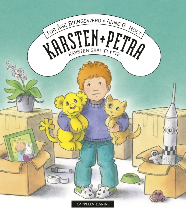 Omslag Karsten og Petra: Karsten skal flytte av Tor Åge Bringsværd (Innbundet)