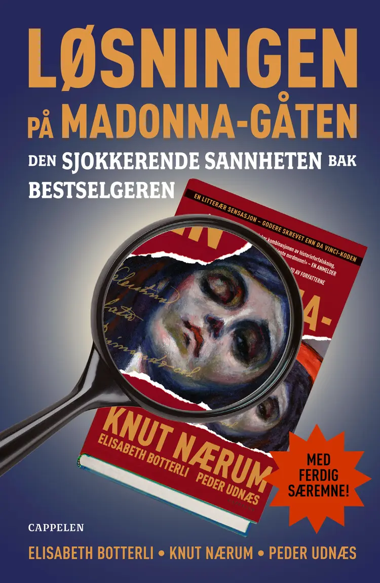 Omslag Løsningen på Madonna-gåten av Knut Nærum, Elisabeth Botterli og Peder Udnæs (Innbundet)