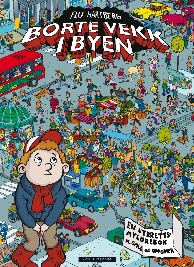 Omslag Borte vekk i byen av Flu Hartberg (Innbundet)