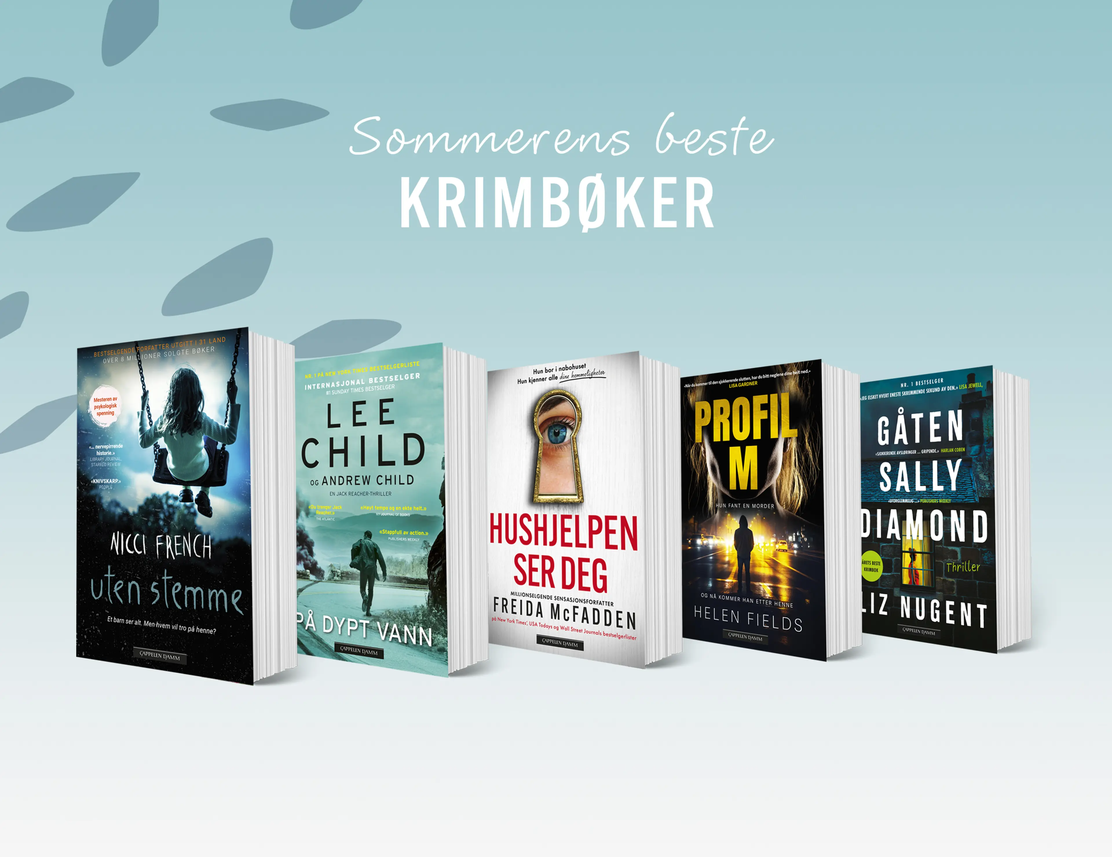 Fem krimbøker og teksten Sommerens beste krimbøker