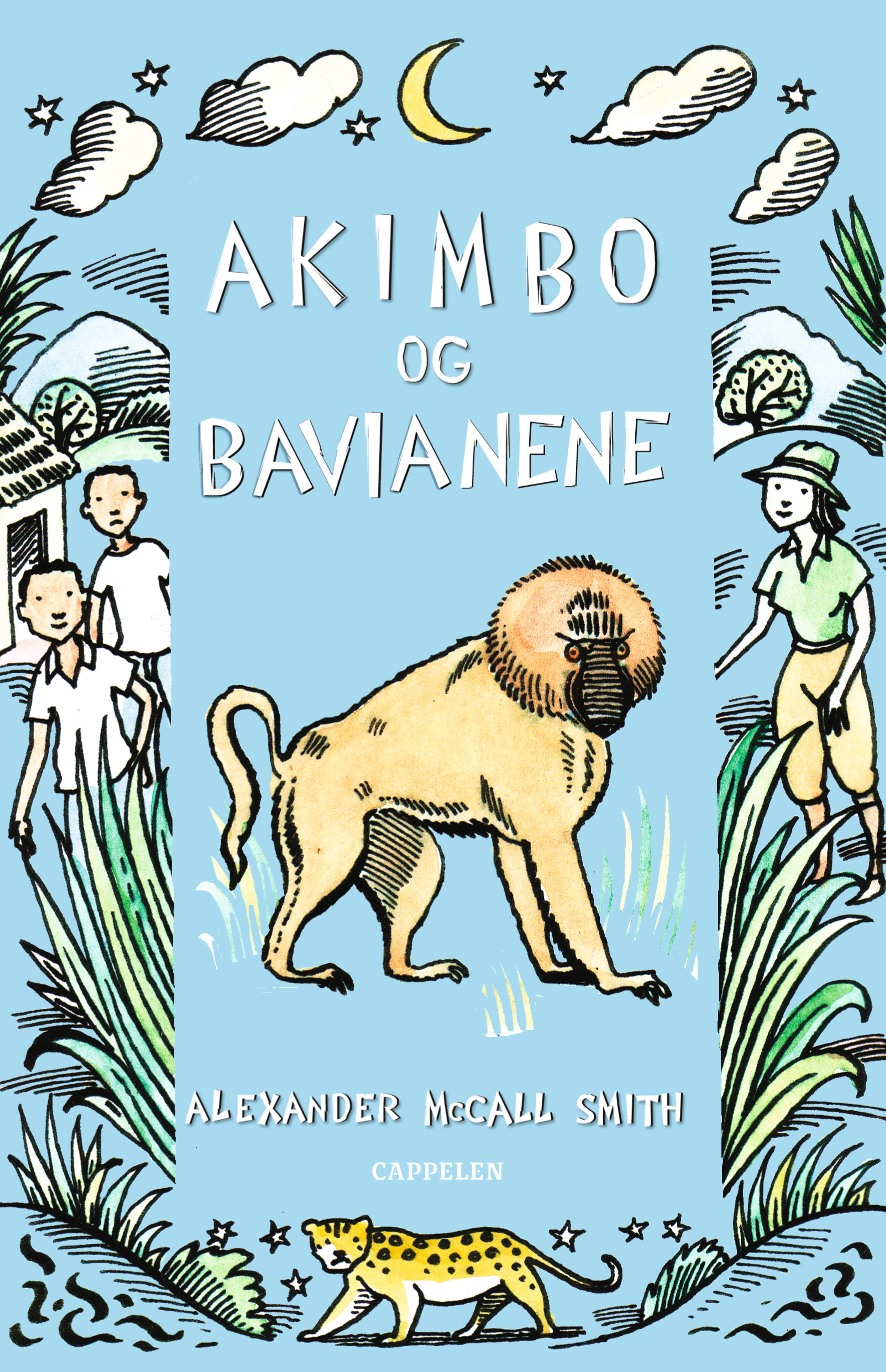 Omslag Akimbo og bavianene av Alexander McCall Smith (Innbundet)