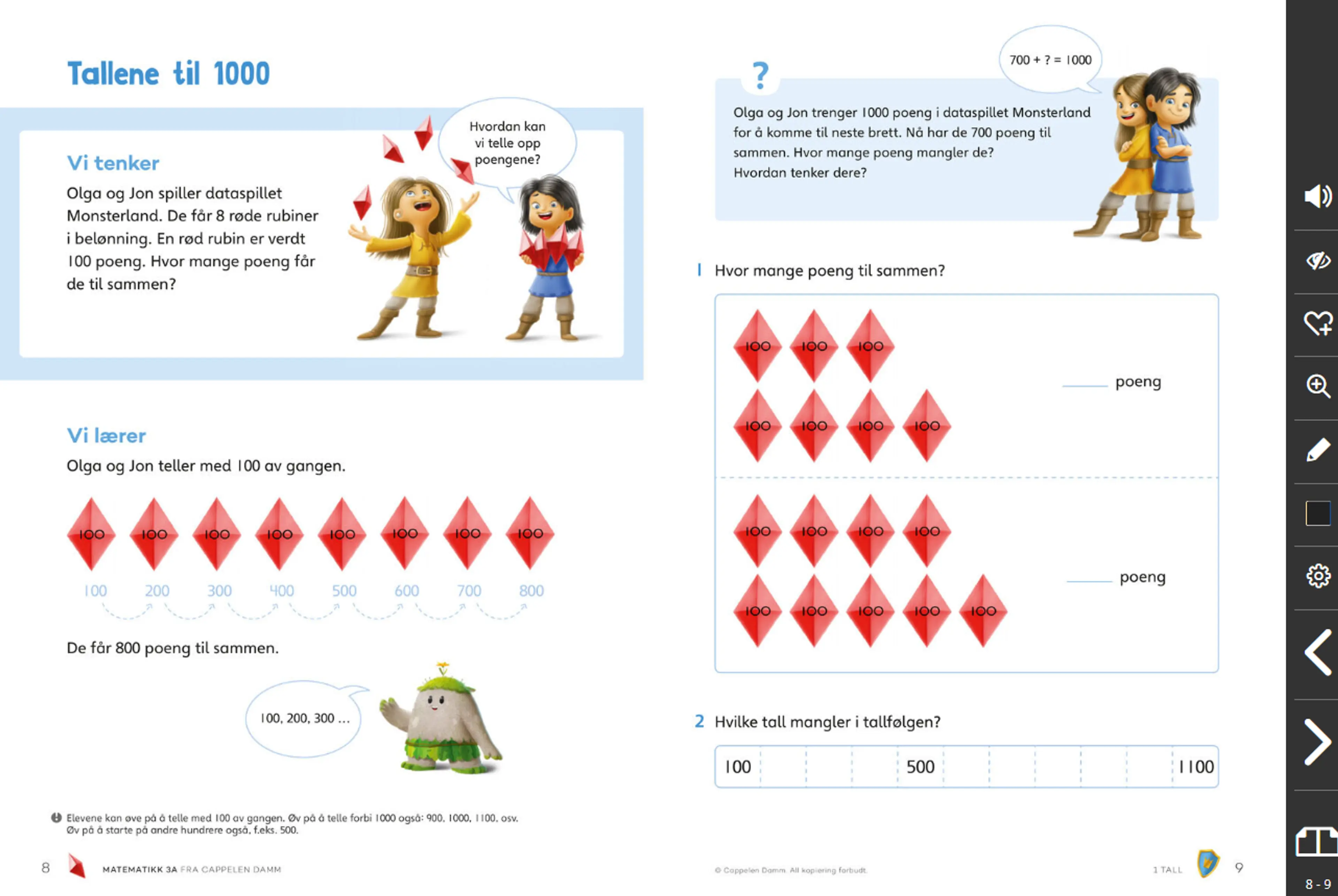 Vi lærer-oppgaver og ?-oppgaver fra Matematikk 3A Grunnbok.