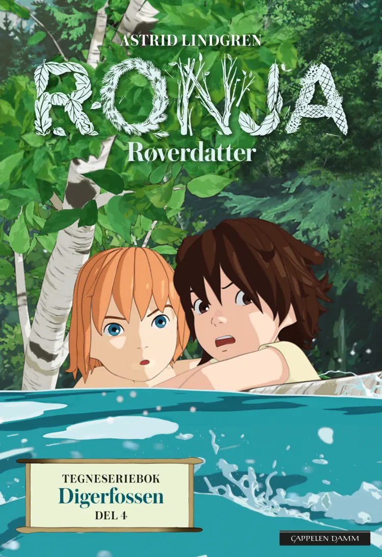 Omslag Ronja Røverdatter 4 - Digerfossen av Astrid Lindgren (Innbundet)