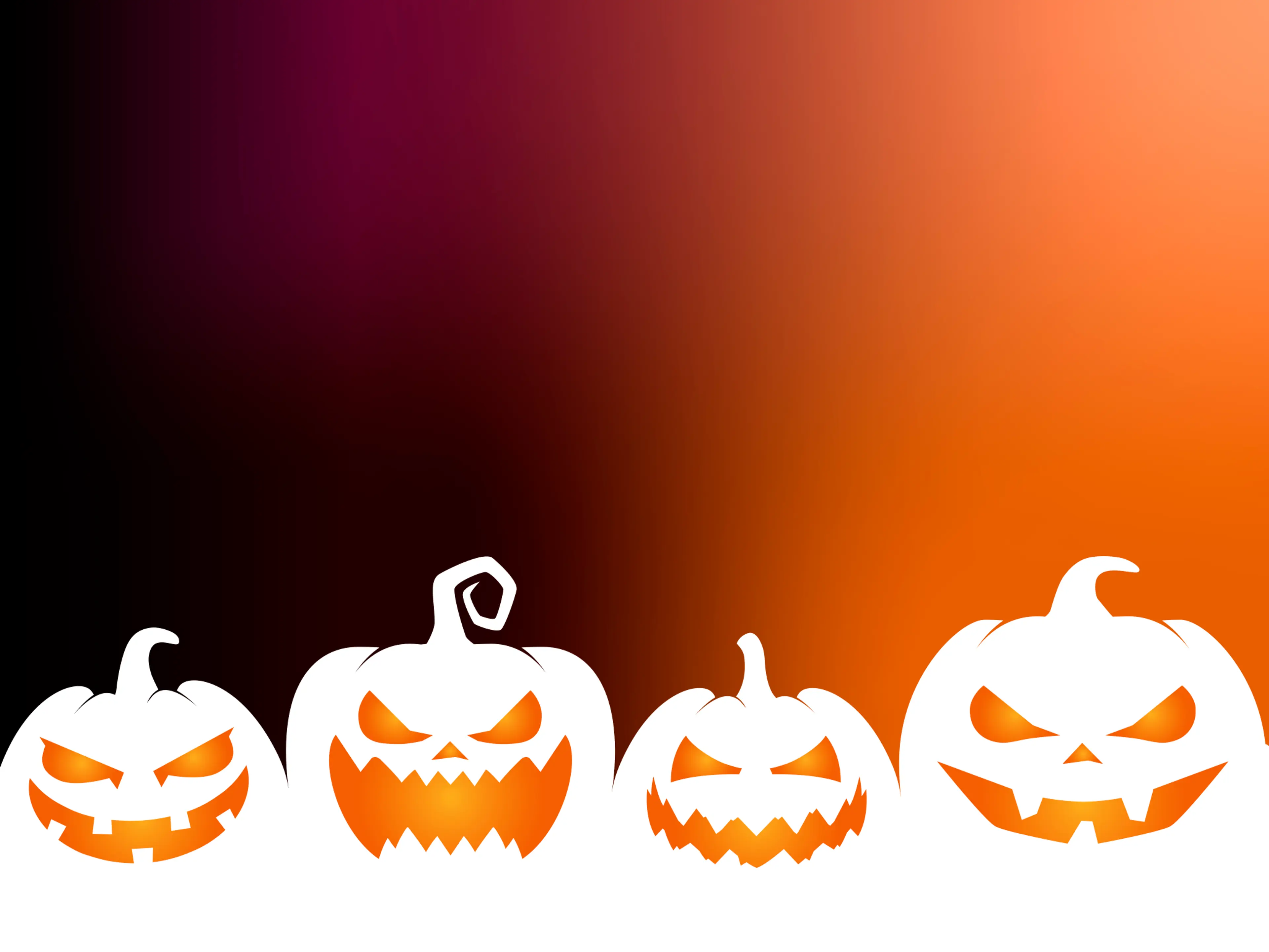 Skumle Halloween-gresskar mot en orange bakgrunn