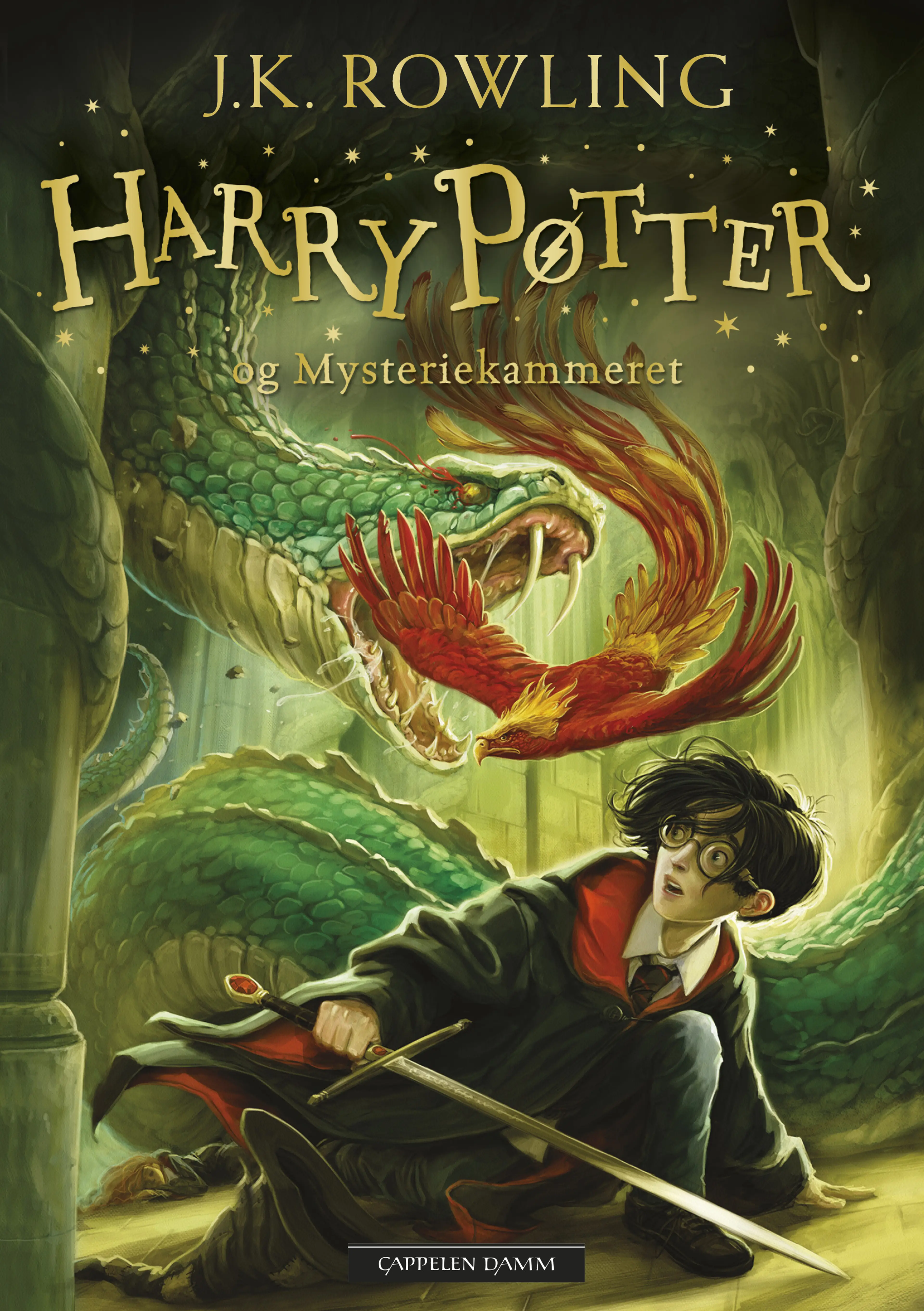 Omslag Harry Potter og Mysteriekammeret av J.K. Rowling (Innbundet)