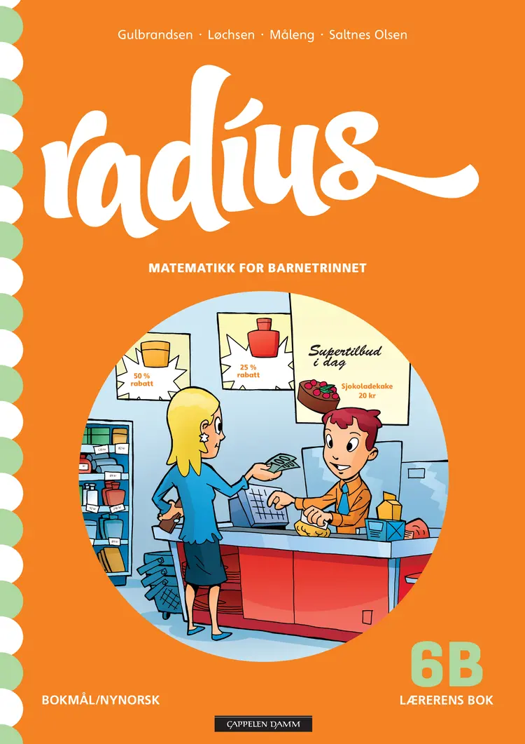 Omslag Radius 6B Lærerens bok av Kristin Måleng, Vibeke Saltnes Olsen, Jan Erik Gulbrandsen og Randi Løchsen (Ukjent)