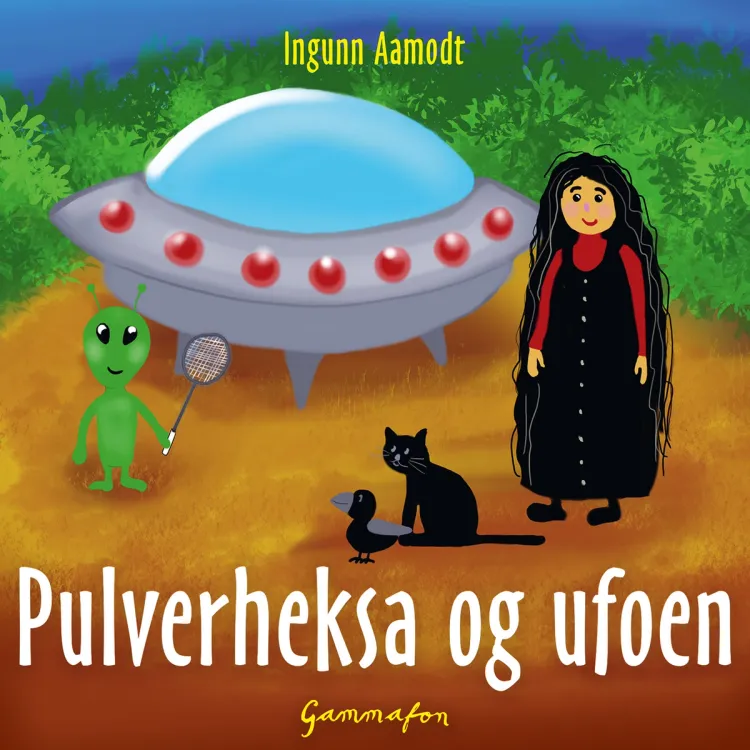 Omslag Pulverheksa og ufoen av Ingunn Aamodt (Lydbok)