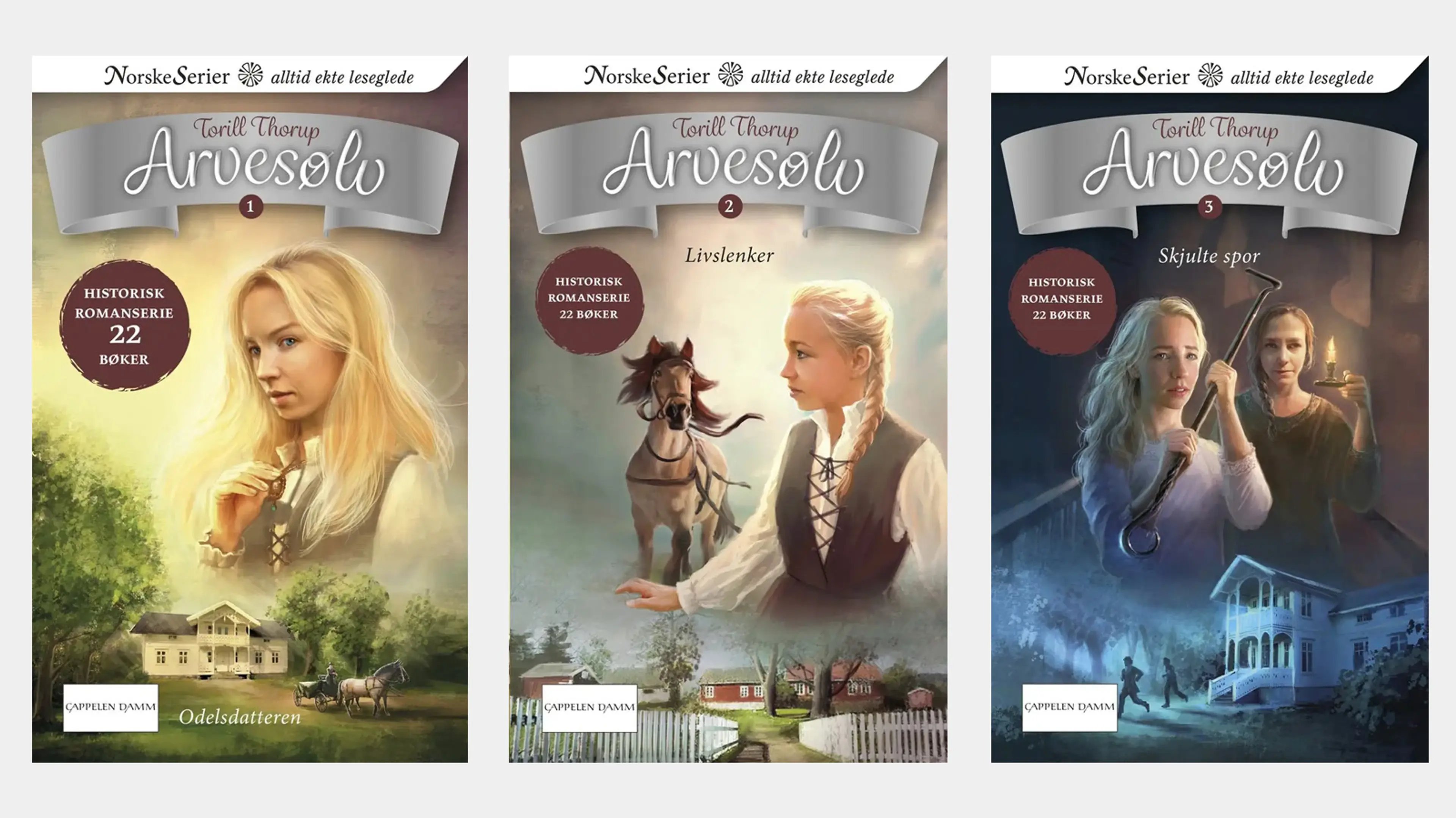 De tre første bøkene i serien Arvesølv