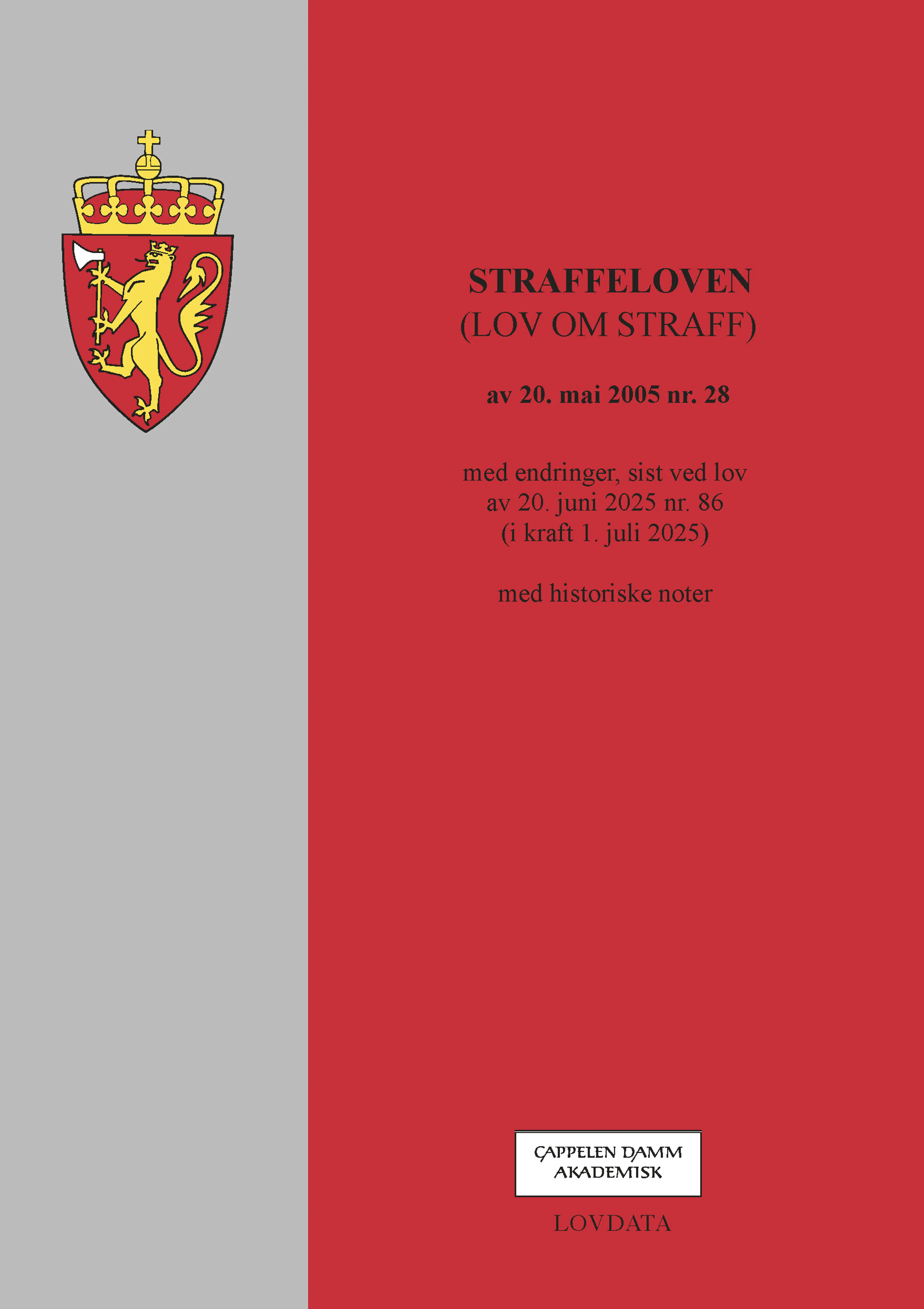 Omslag Straffeloven (lov om straff) (Heftet)