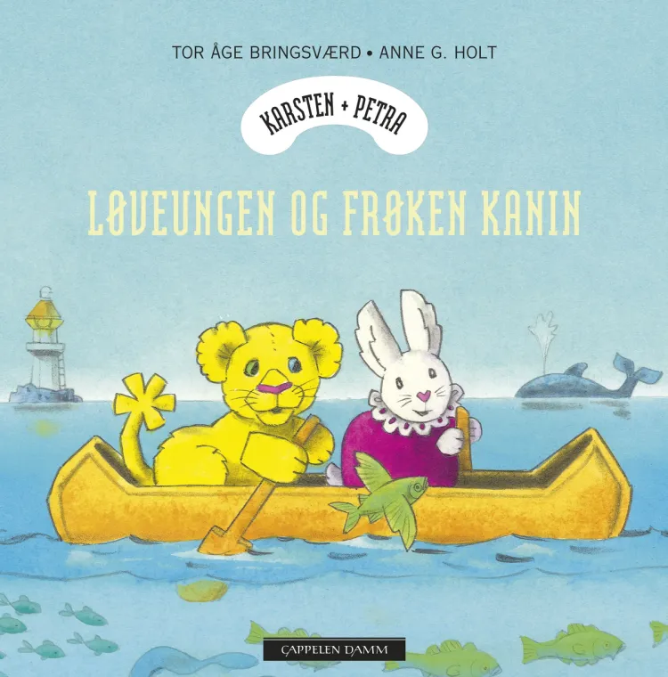 Omslag Løveungen og Frøken Kanin - pappbok av Tor Åge Bringsværd (Innbundet)