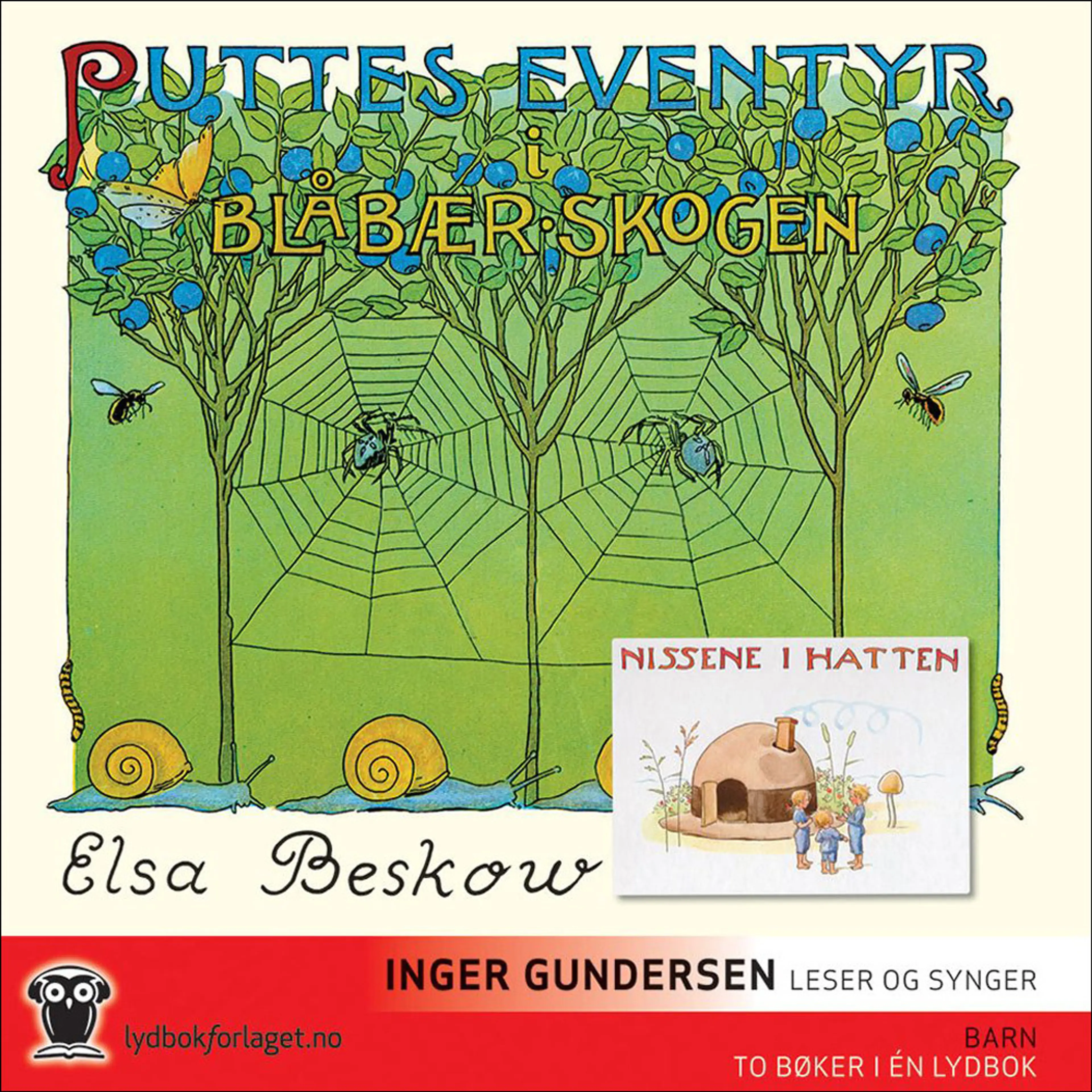 Omslag Puttes eventyr i blåbærskogen og Nissene i hatten av Elsa Beskow (Lydbok)
