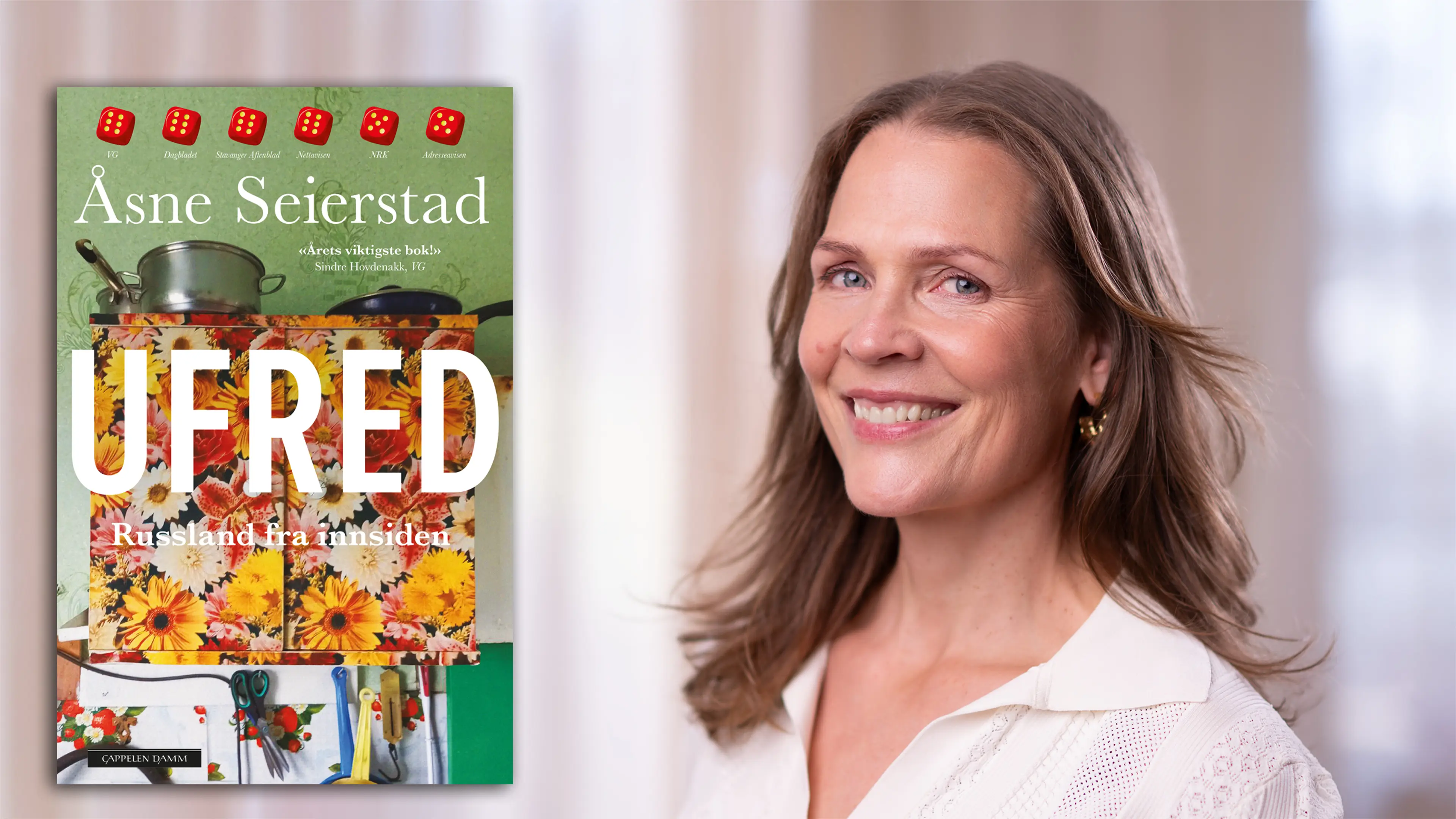 Åsne Seierstad med boken Ufred