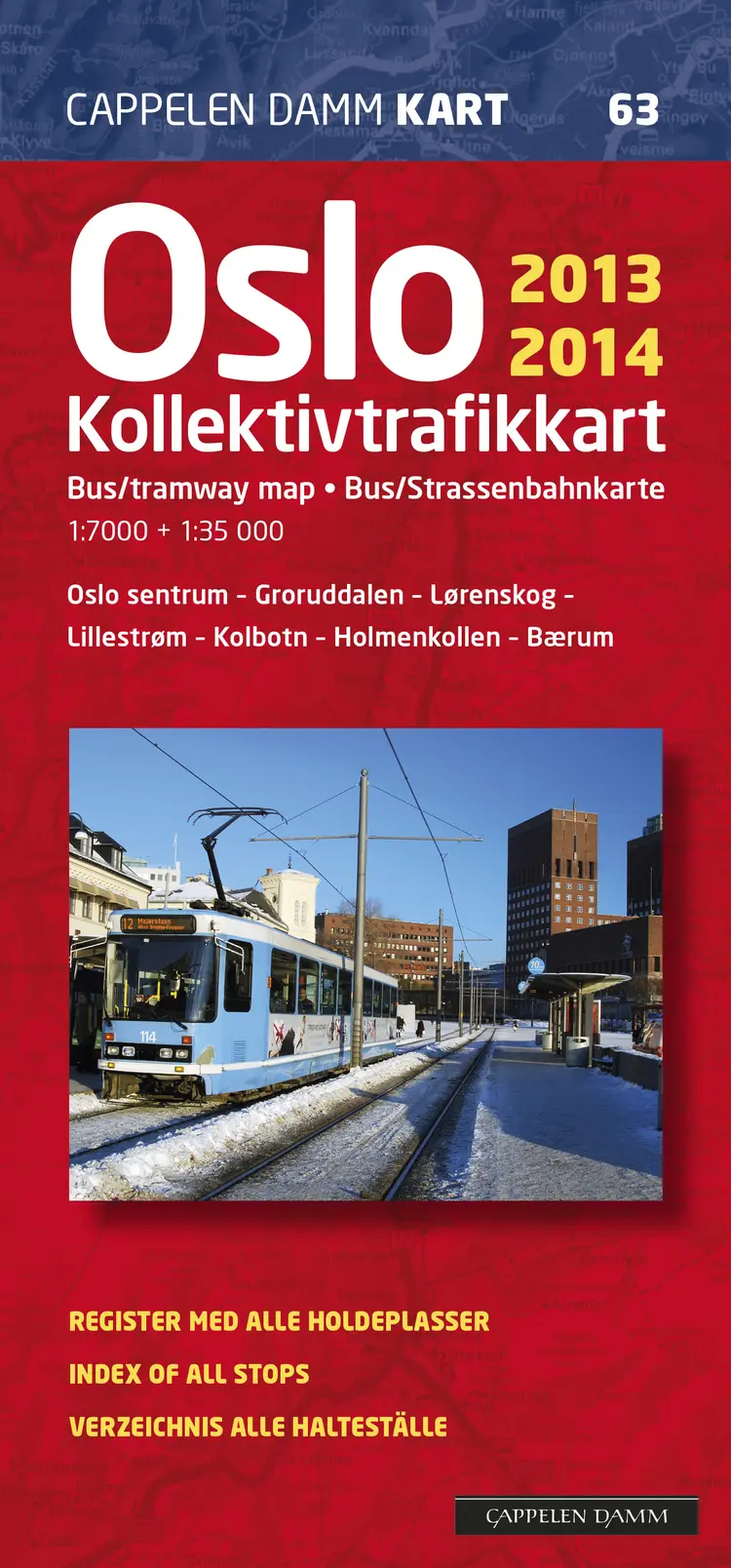 Omslag Oslo kollektivtrafikkart 2013-2014 (CK 63) av Cappelen Damm Kart (Kart)