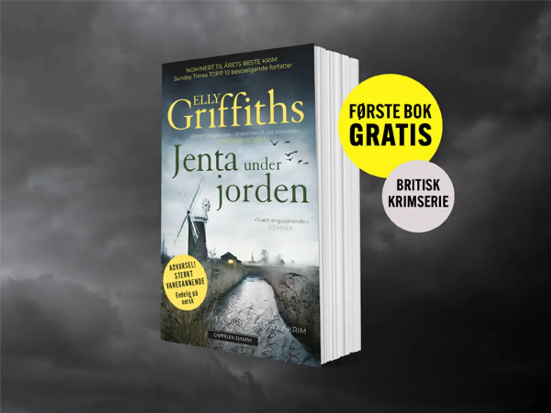 Omslag på boken Jenta under jorden og bombe med teksten Første bok gratis