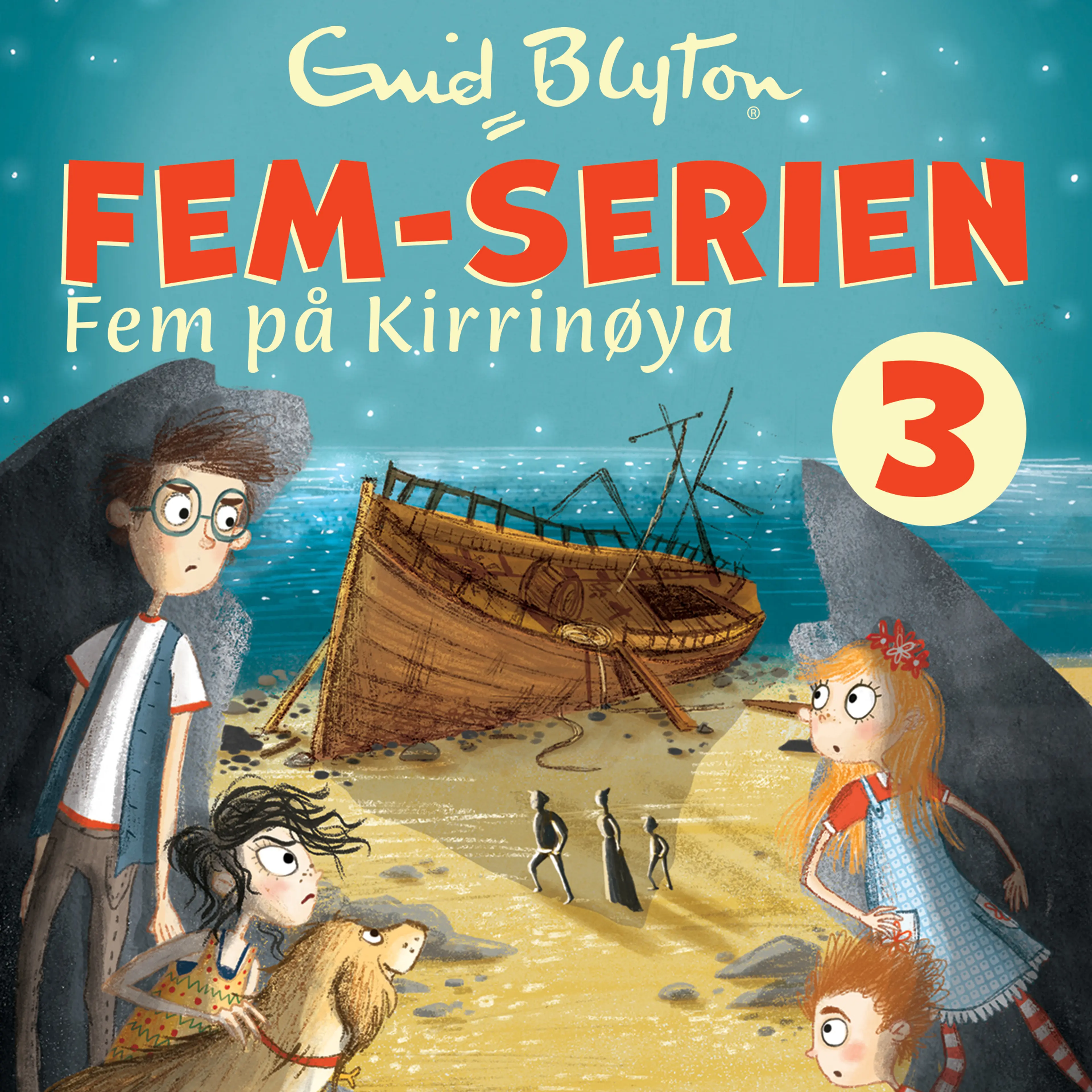 Omslag Fem på Kirrinøya av Enid Blyton (Lydbok)