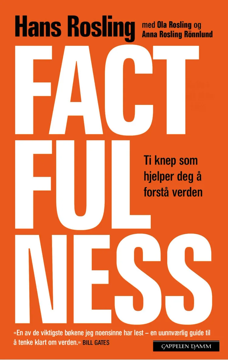 Omslag Factfulness av Hans Rosling, Ola Rosling og Anna Rosling Rönnlund (Heftet)