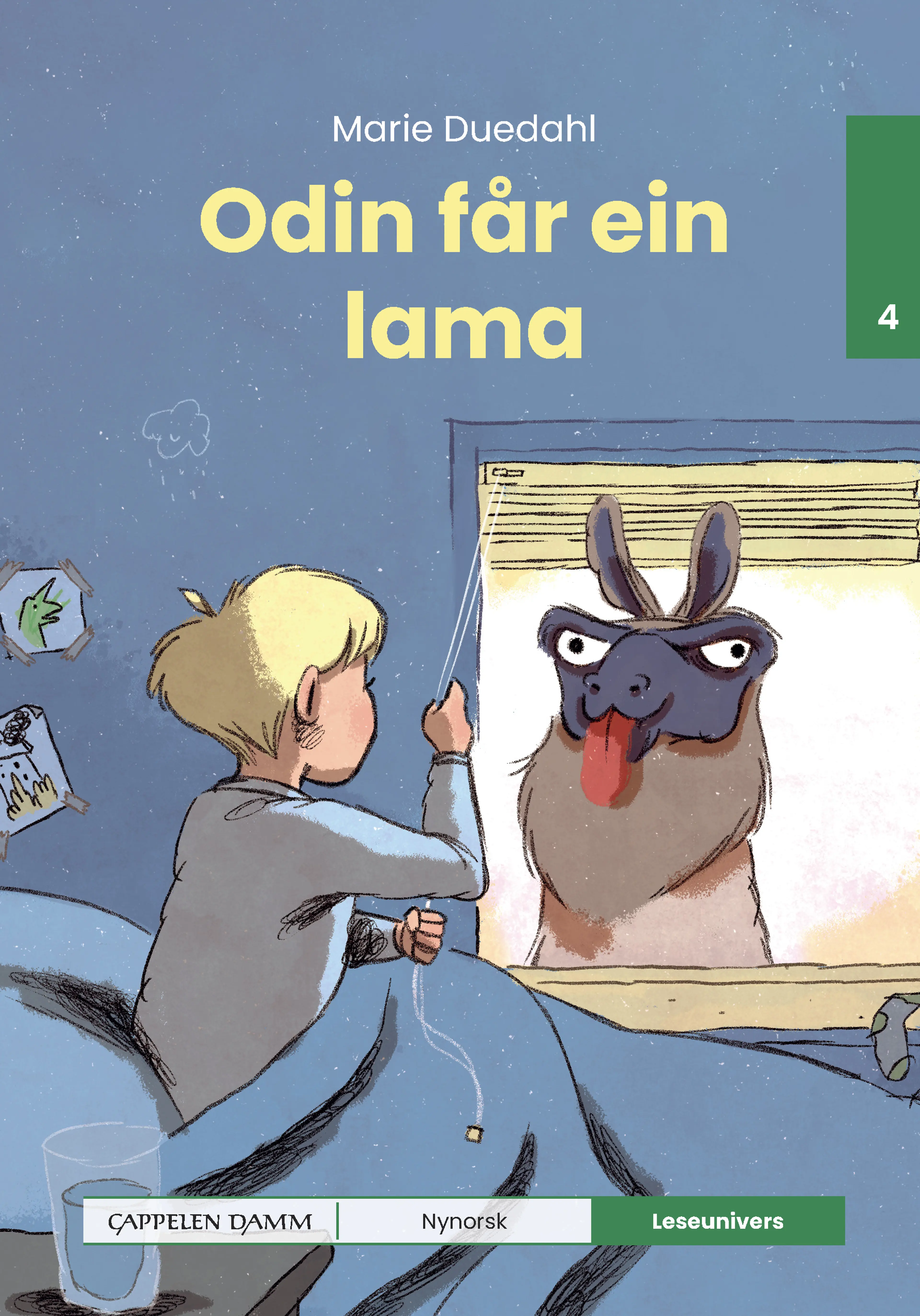 Omslag Leseunivers 4: Odin får ein lama av Marie Duedahl (Innbundet)