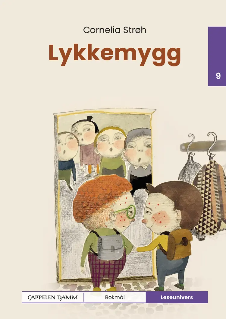 Omslag Leseunivers 9: Lykkemygg av Cornelia Strøh (Innbundet)