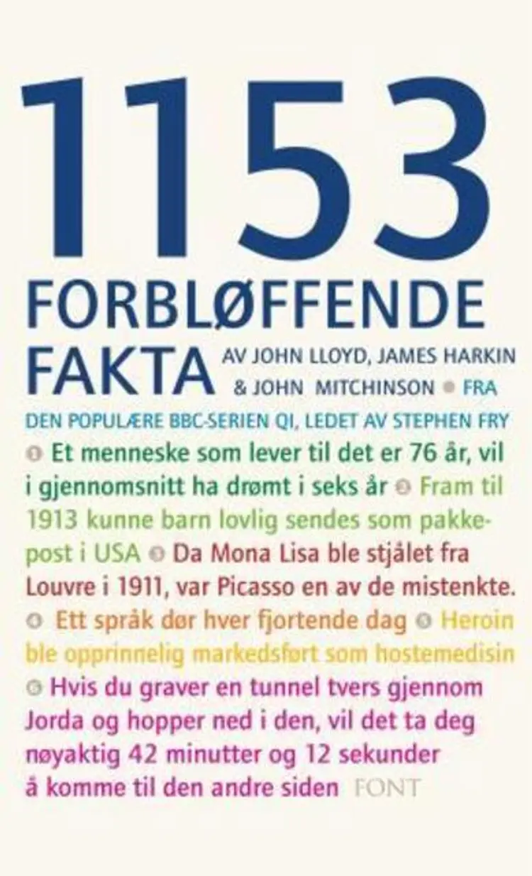 Omslag 1153 forbløffende fakta av John Lloyd, John Mitchinson og James Harkin (Ebok)