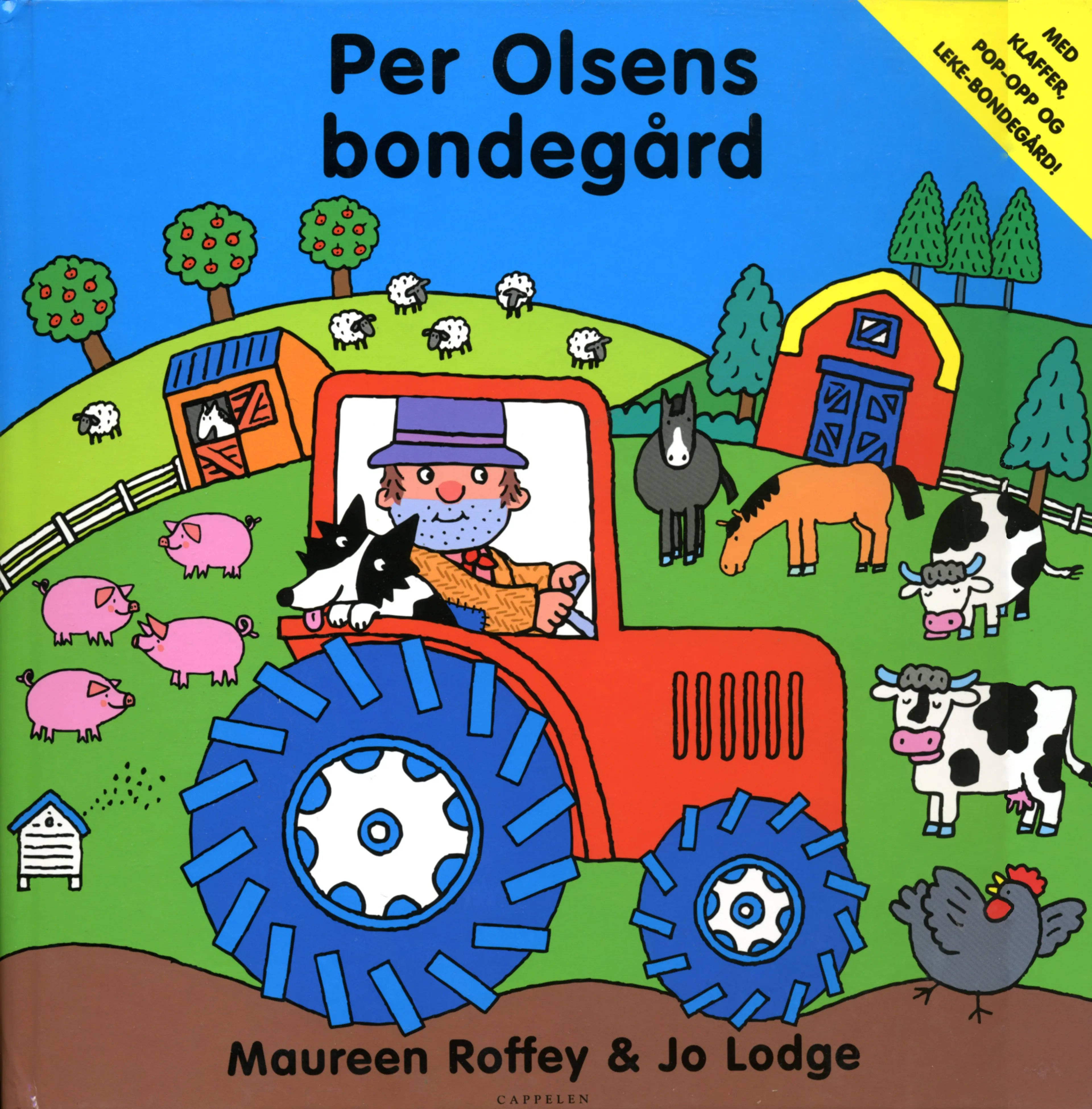 Omslag Per Olsens bondegård av Maureen Roffey og Jo Lodge (Innbundet)