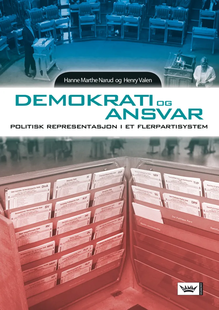 Omslag Demokrati og ansvar av Hanne Marthe Narud og Henry Valen (Innbundet)