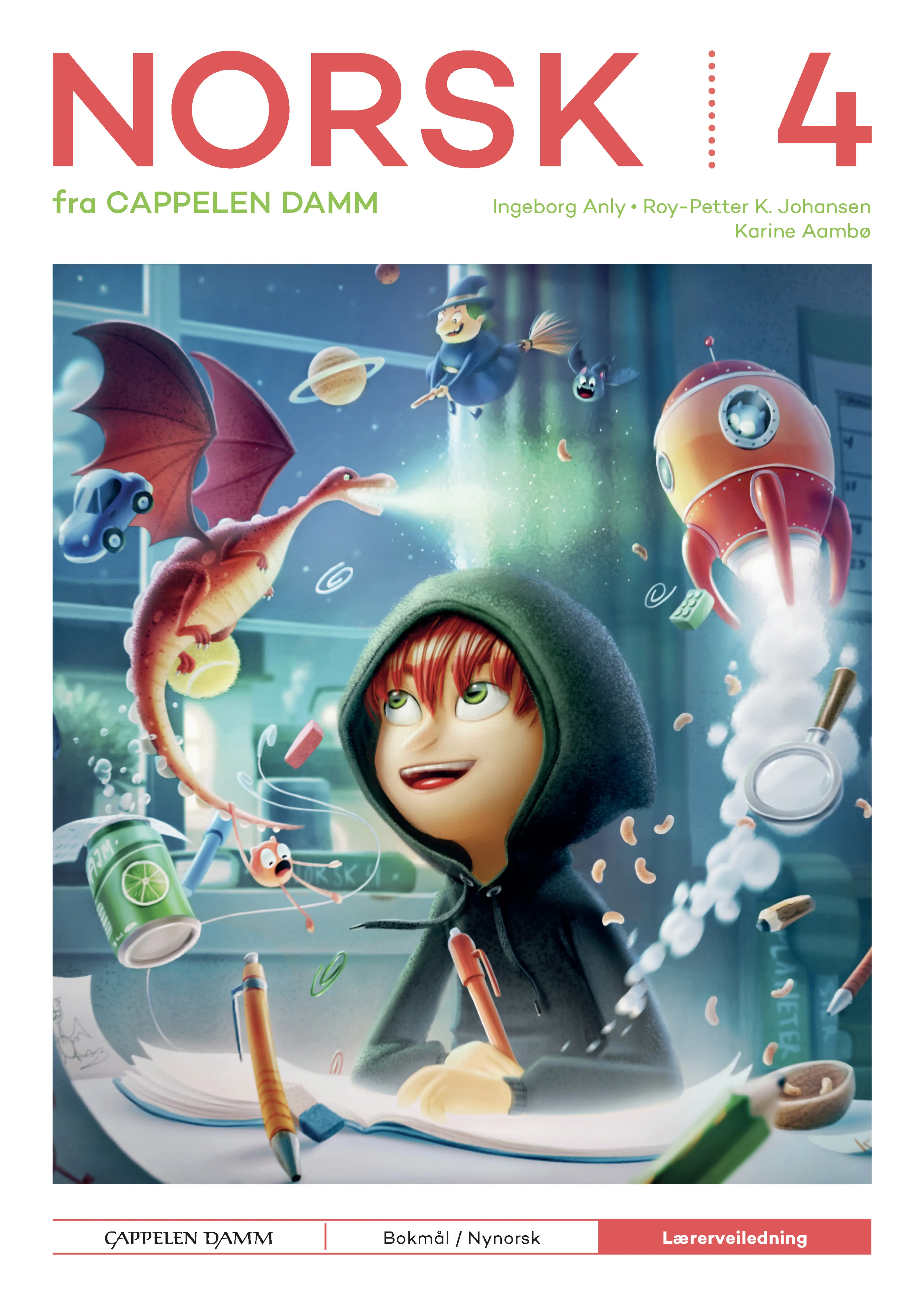Omslag Norsk 4 fra Cappelen Damm Lærerveiledning av Karine Aambø, Ingeborg Anly og Roy-Petter K. Johansen (Ukjent)