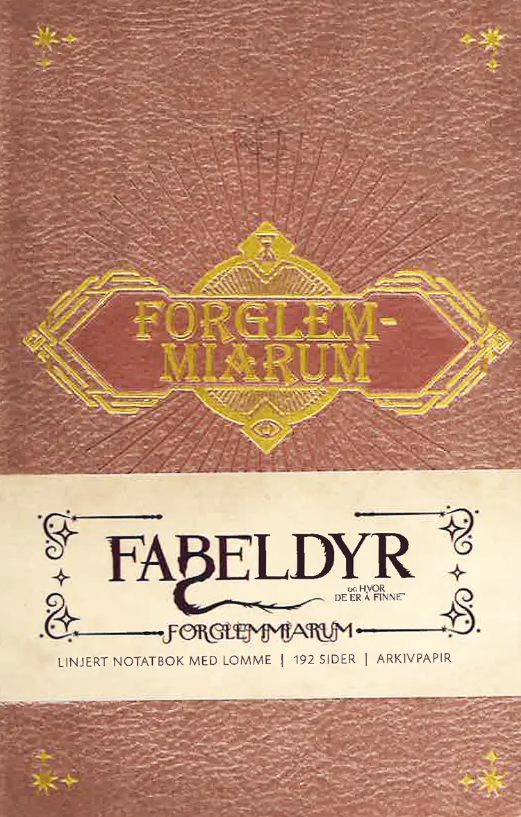Omslag Fabeldyr og hvor de er å finne: Forglemmiarum linjert notatbok (Innbundet)