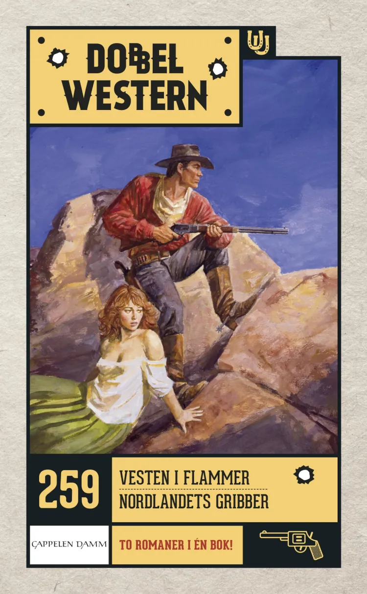 Omslag Vesten i flammer/Nordlandets gribber av Zane Grey og Rex Beach (Heftet)