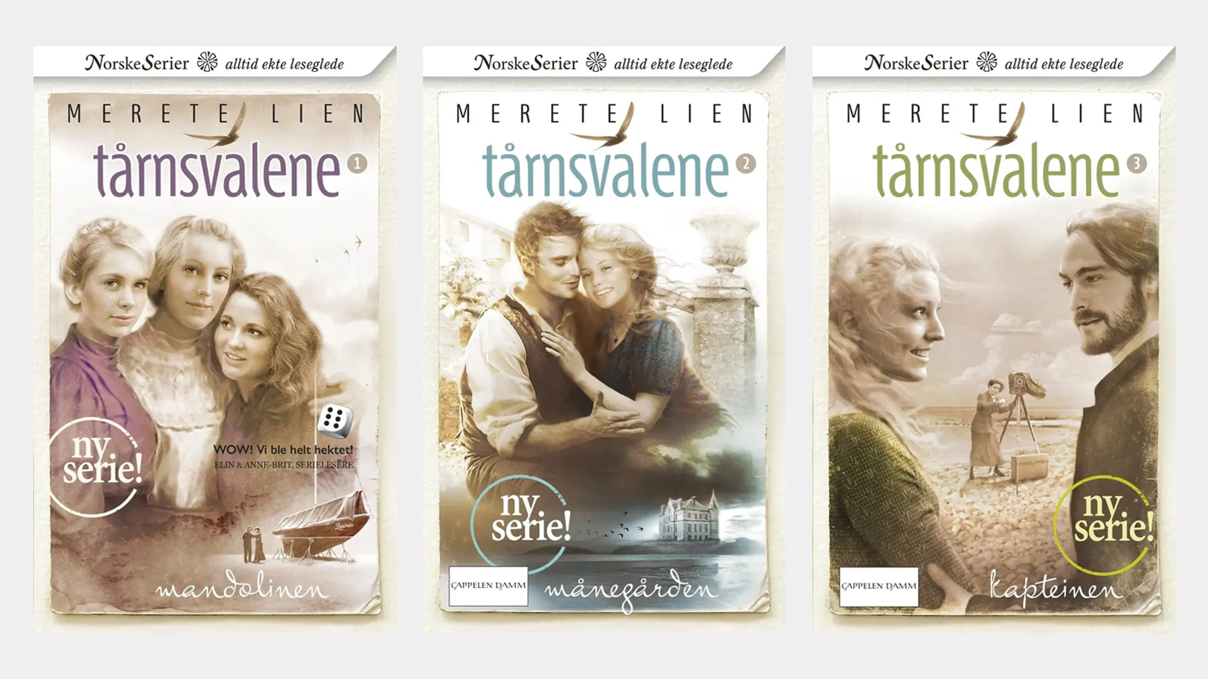 De tre første bøkene i serien Tårnsvalene