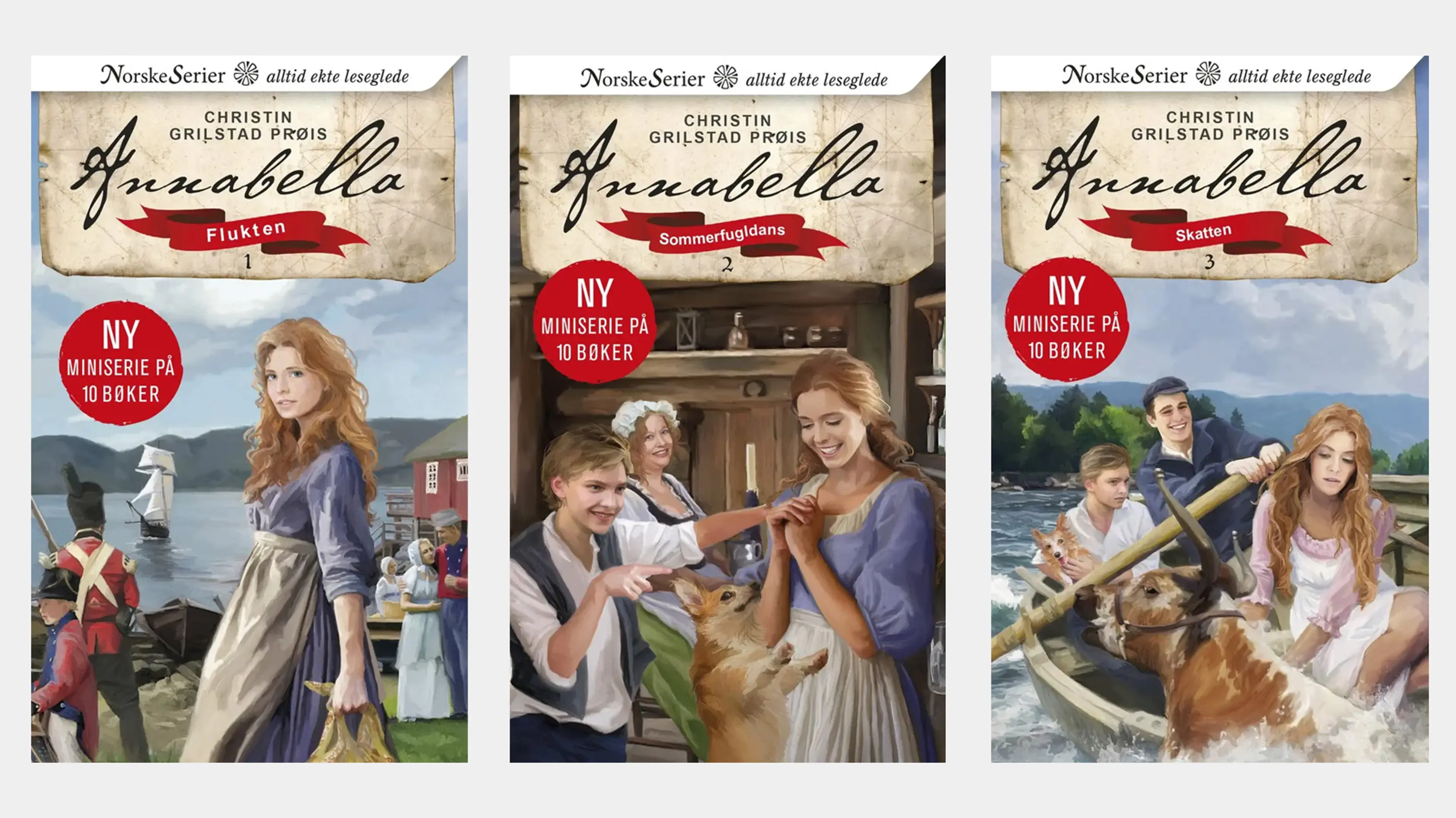 De tre første bøkene i serien Annabella