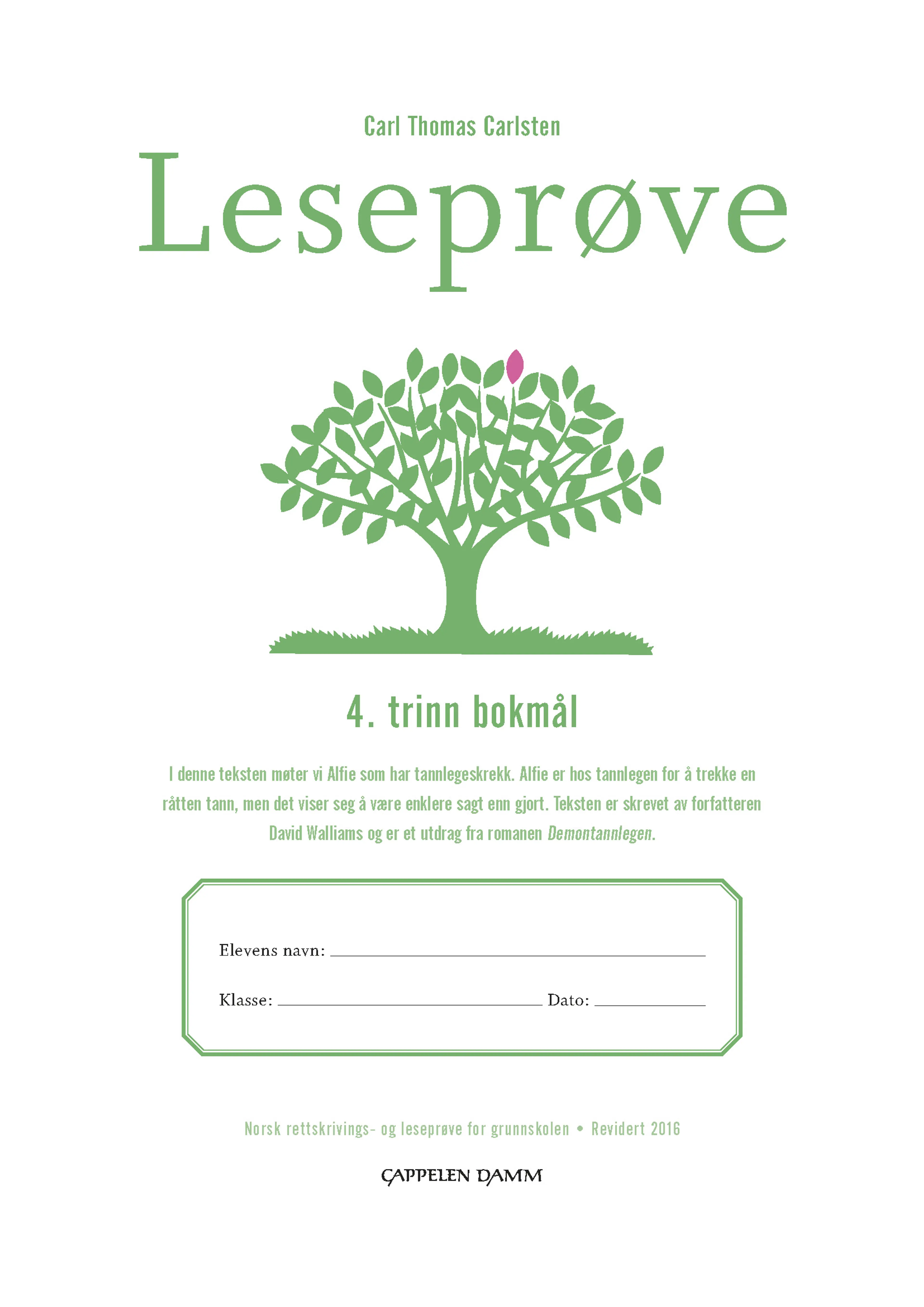 Omslag Leseprøve 4. trinn bokmål av Carl Thomas Carlsten (Heftet)