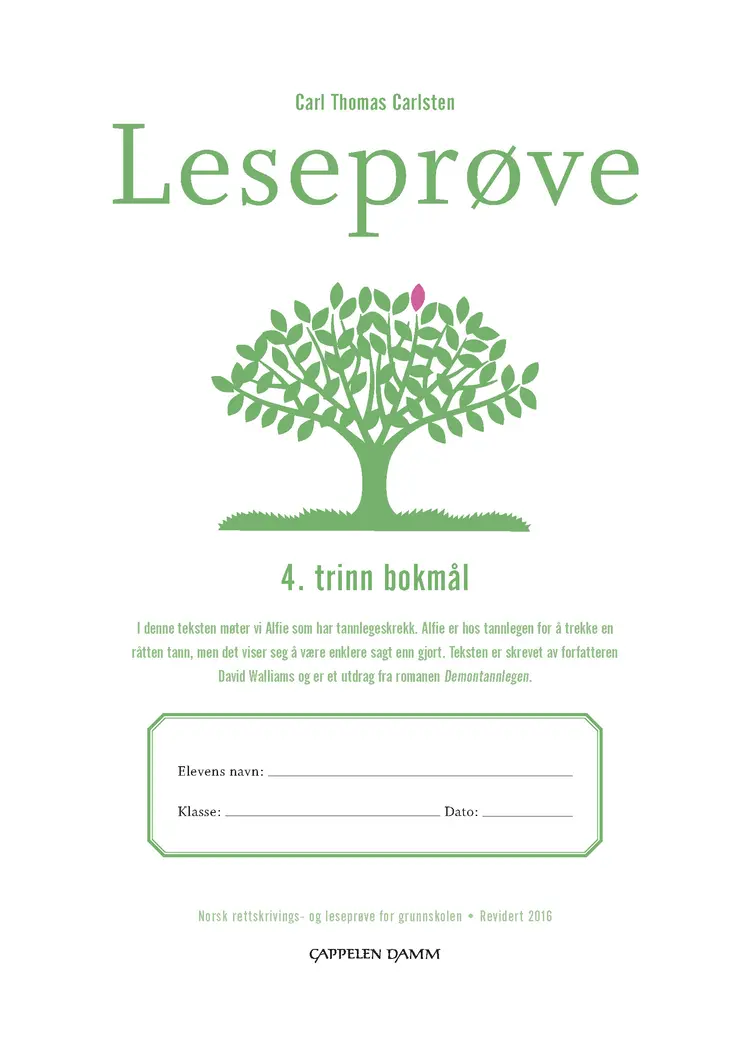 Omslag Leseprøve 4. trinn bokmål av Carl Thomas Carlsten (Heftet)
