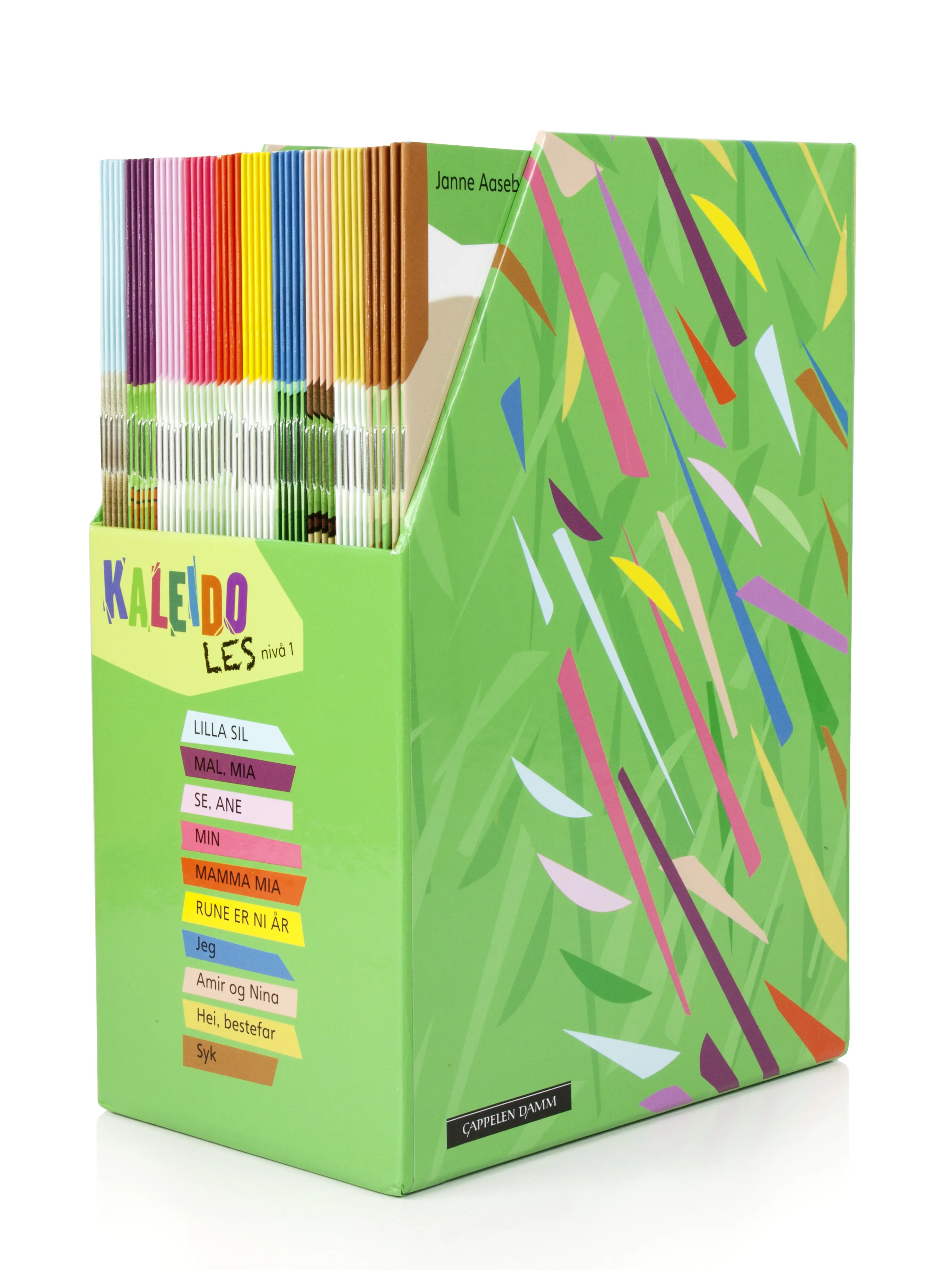 Omslag Kaleido Les Nivå 1 (boks) av Torill Andersen og Janne Aasebø Johnsen (Eske)