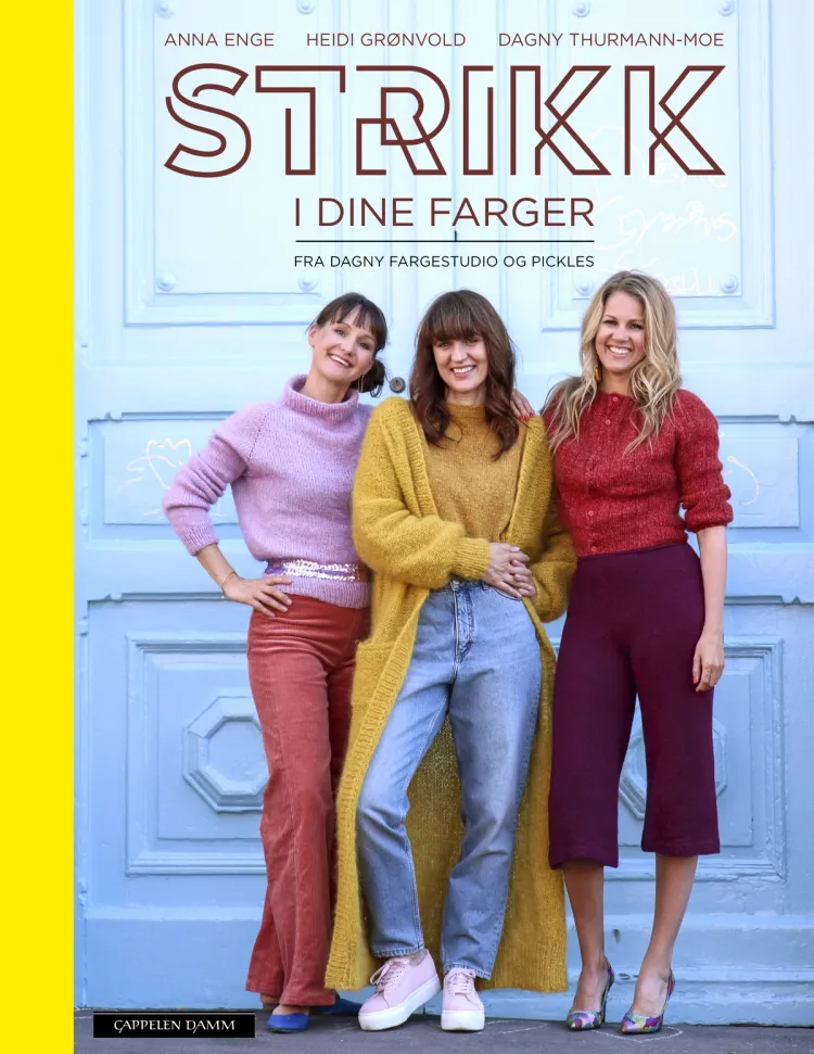 Omslag Strikk i dine farger av Anna Enge, Heidi Grønvold og Dagny Thurmann-Moe (Innbundet)