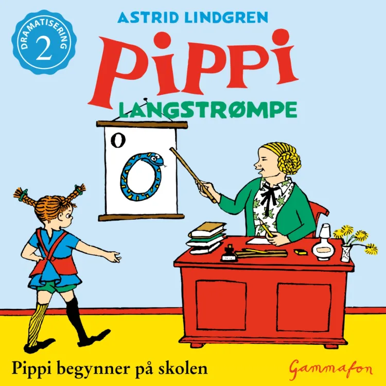 Omslag Pippi begynner på skolen av Astrid Lindgren (Lydbok)